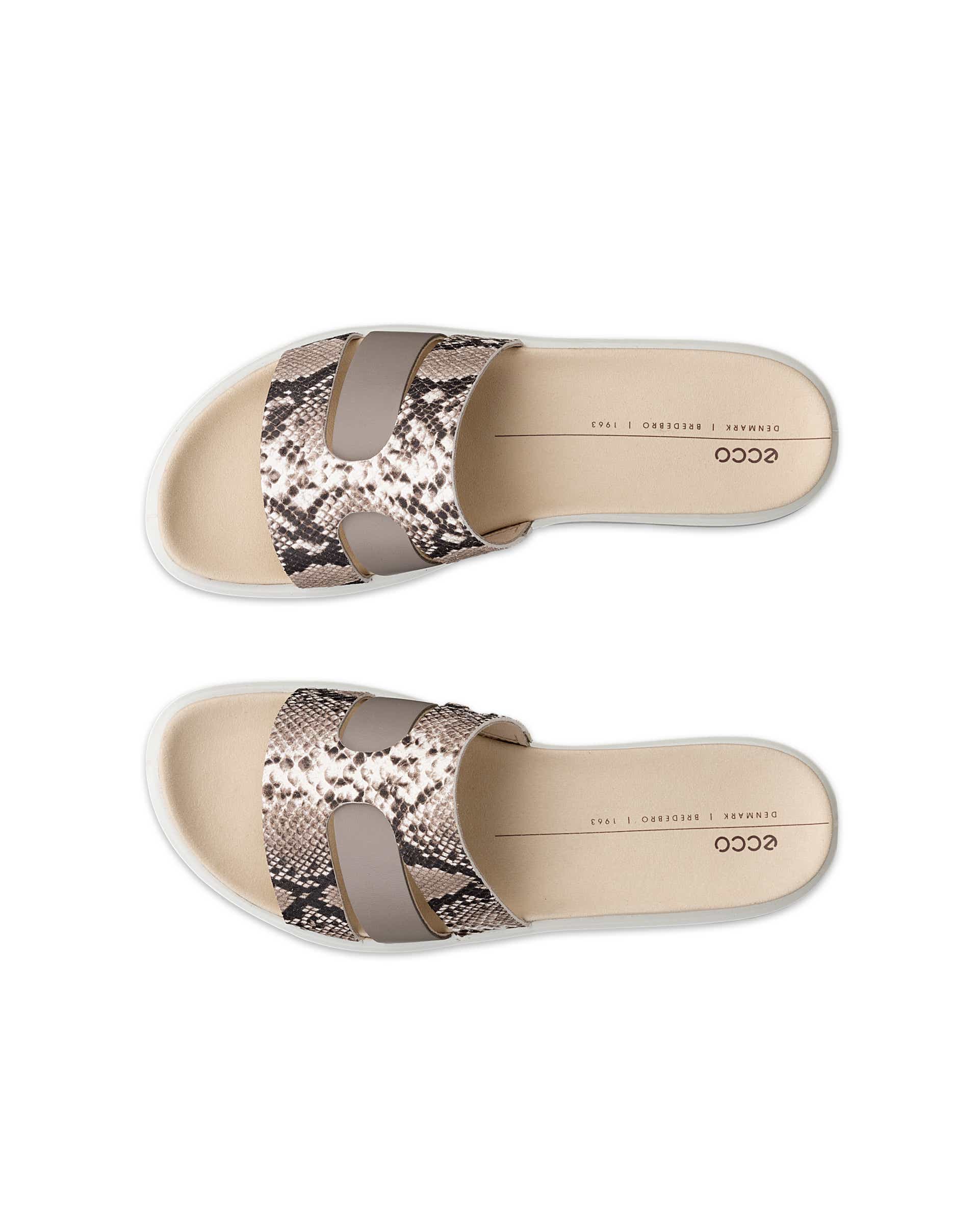 Women's ECCO® Flowt Leather Slide - Gray - Top left pair