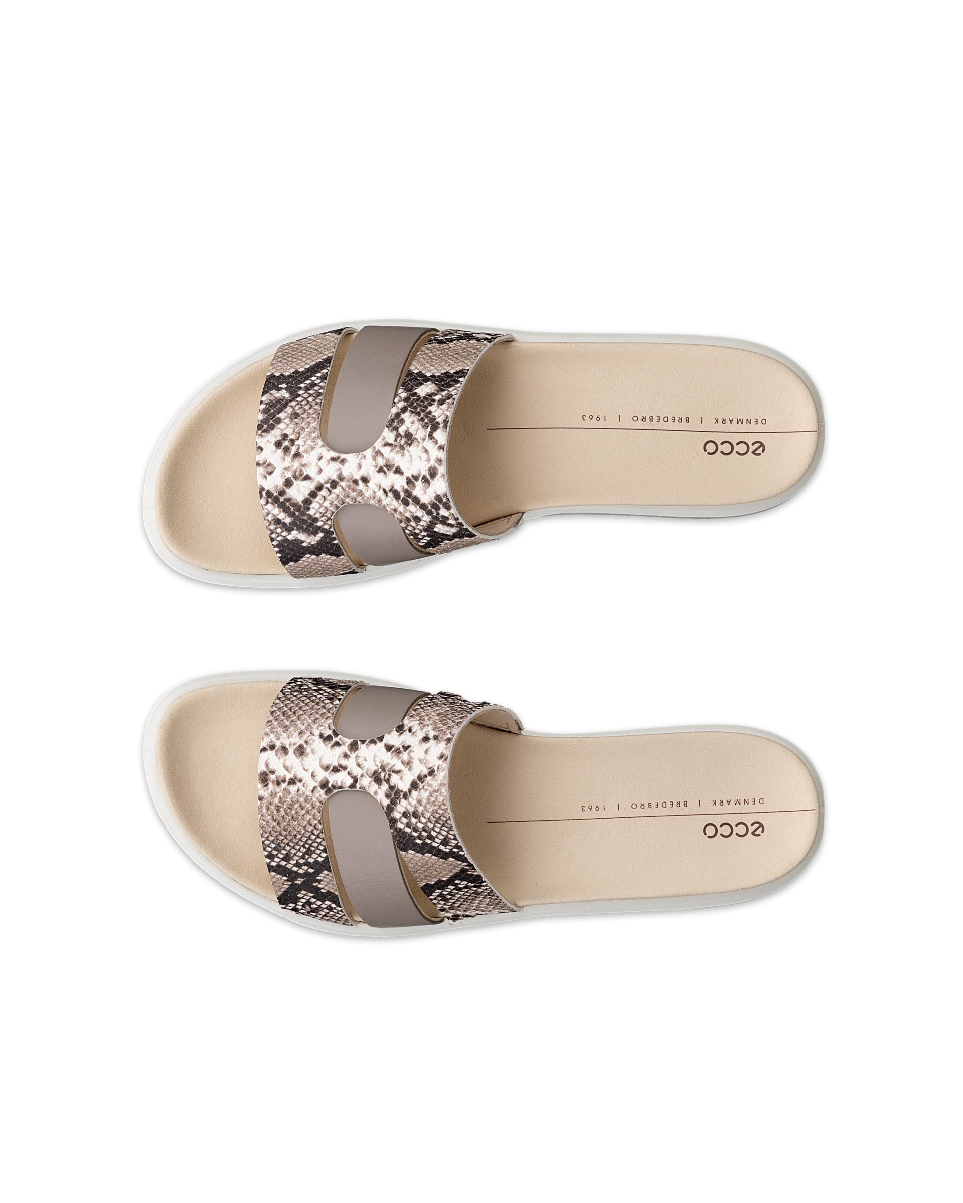 Women's ECCO® Flowt Leather Slide - Gray - Top left pair