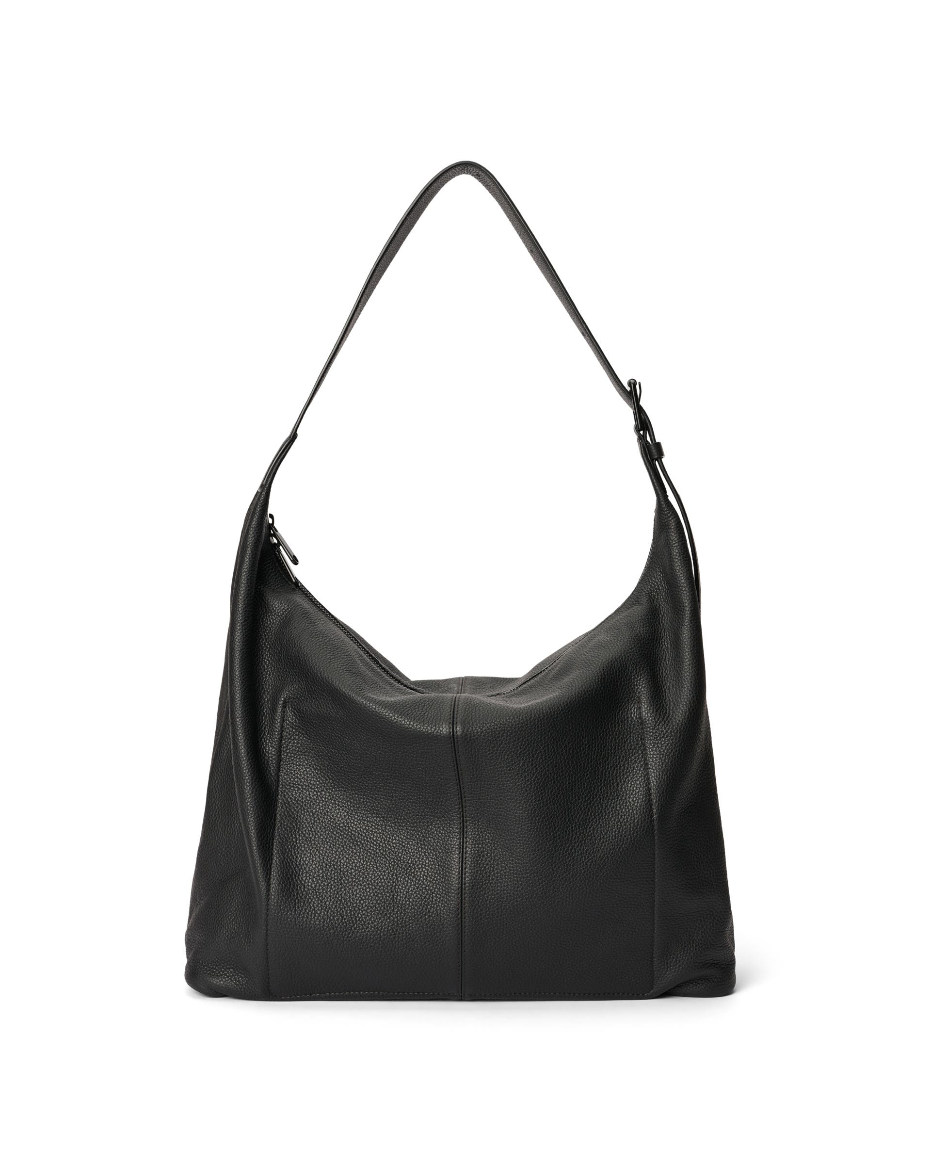Kožená voľná kabelka ECCO® Hobo - Čierna - Back