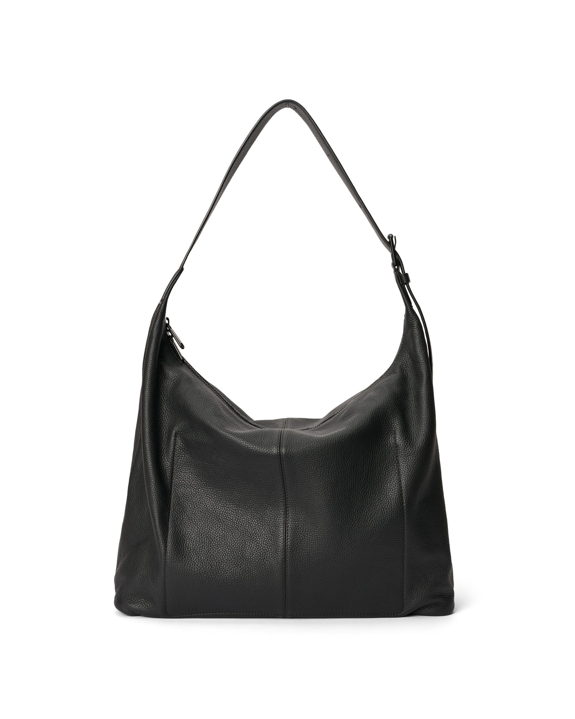 Kožená voľná kabelka ECCO® Hobo - Čierna - Back
