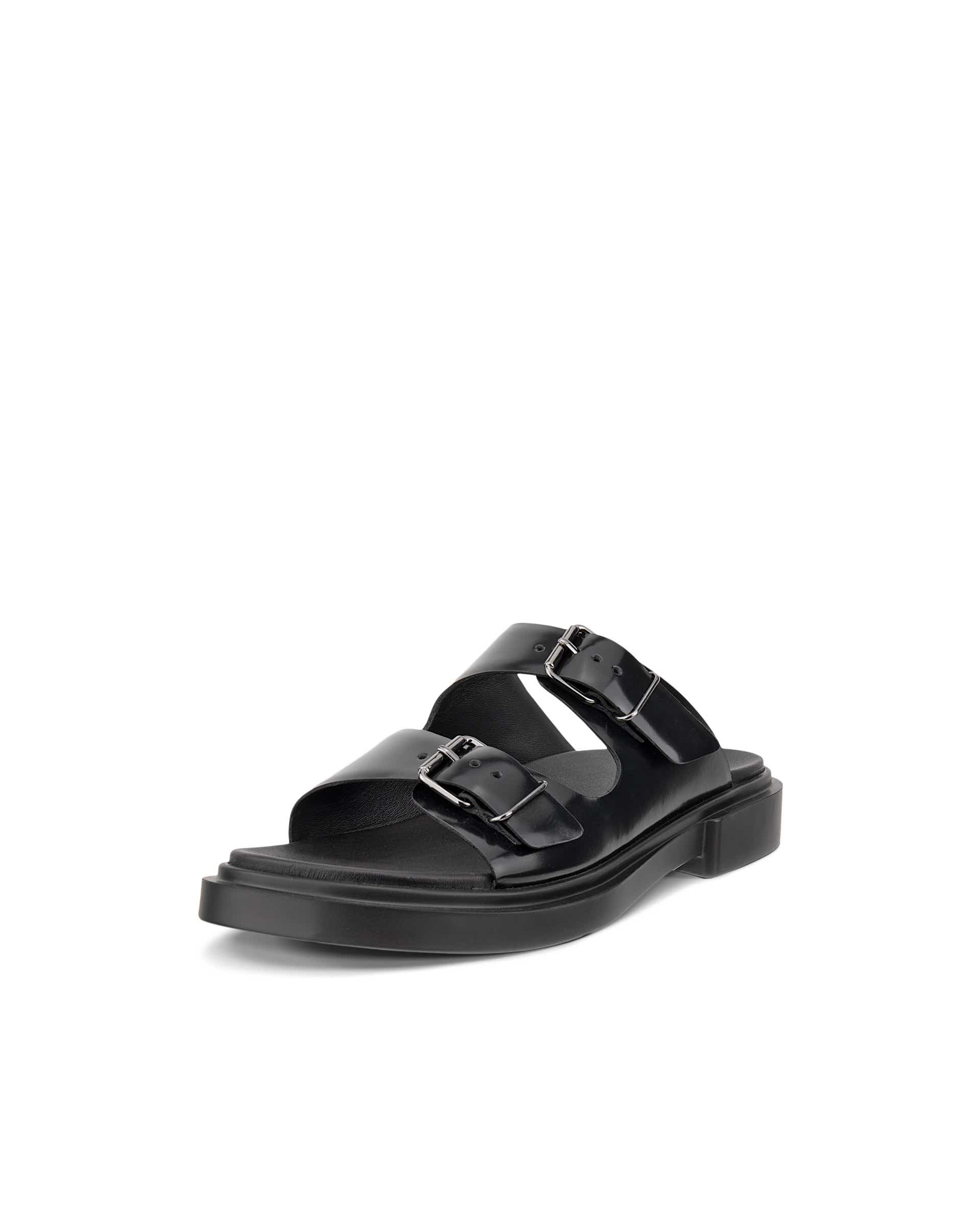 Women's ECCO® Metropole Seoul Patent Leather Two Strap Sandal - Black - Main