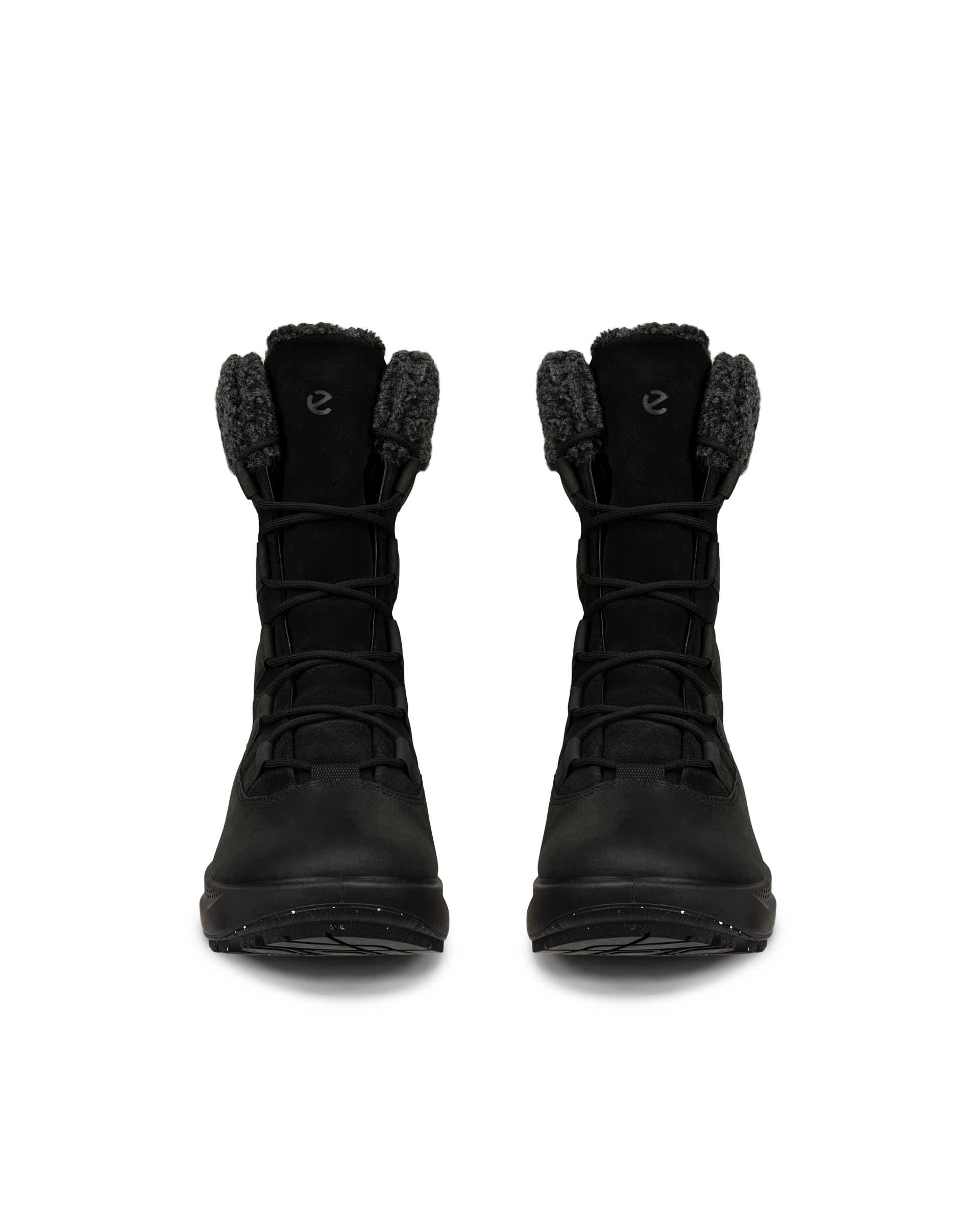 Women's ECCO® Solice Nubuck Waterproof Winter Boot - Black - Front pair