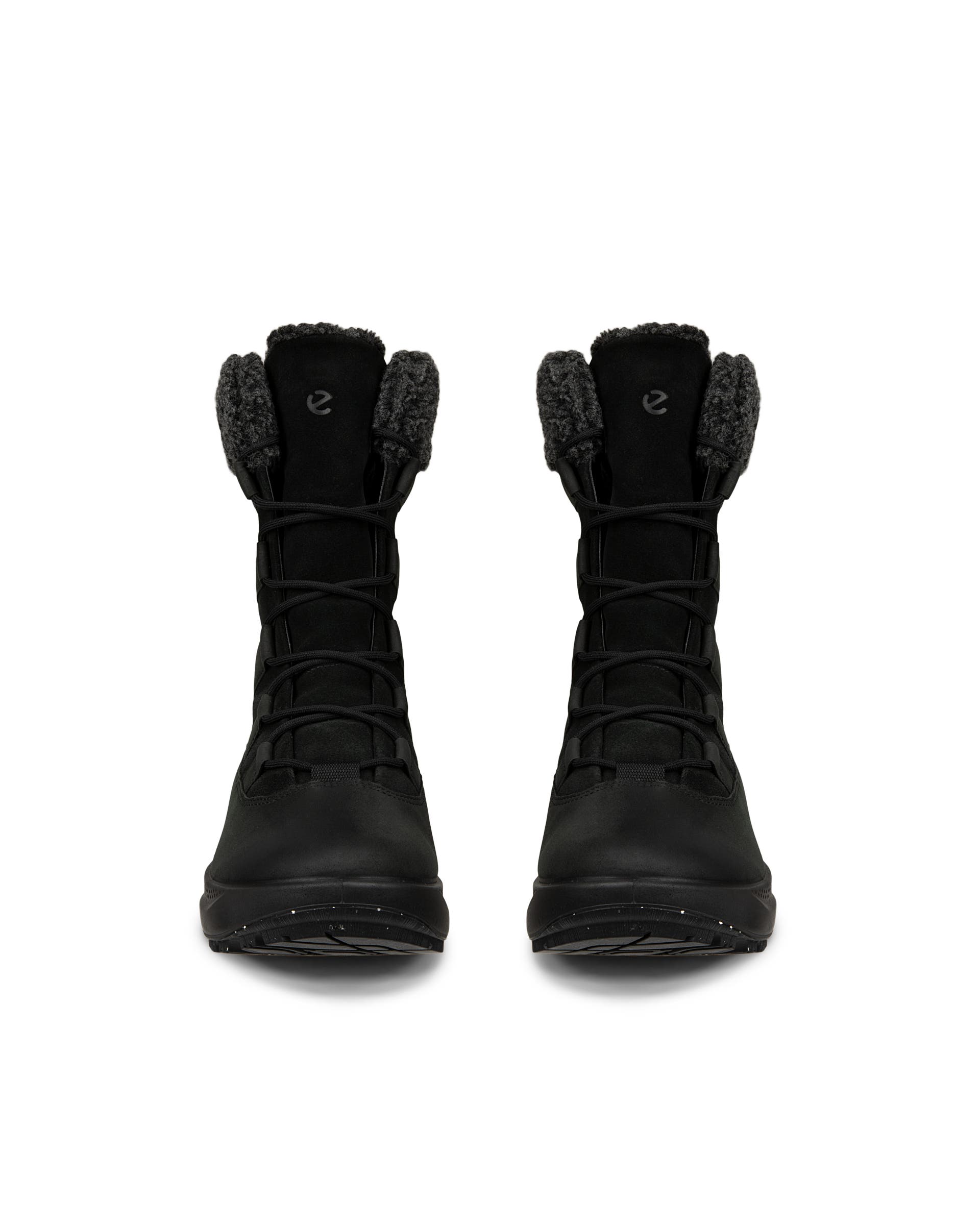 Damskie wodoodporne nubukowe buty zimowe ECCO® Solice - Czarny - Front pair