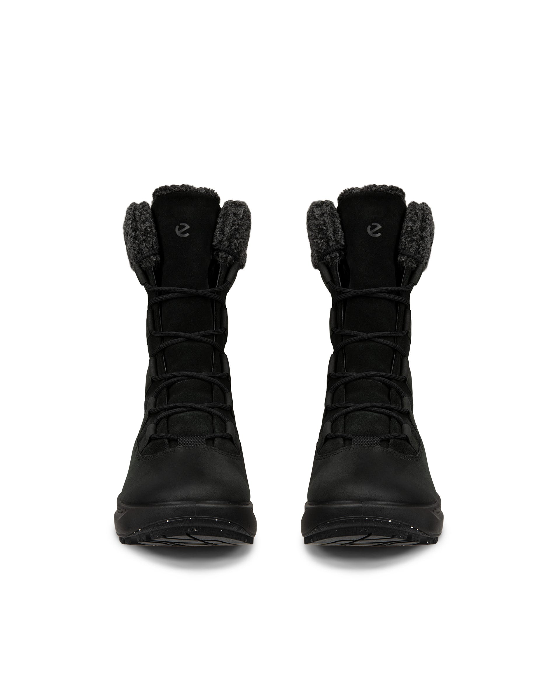 Damskie wodoodporne nubukowe buty zimowe ECCO® Solice - Czarny - Front pair