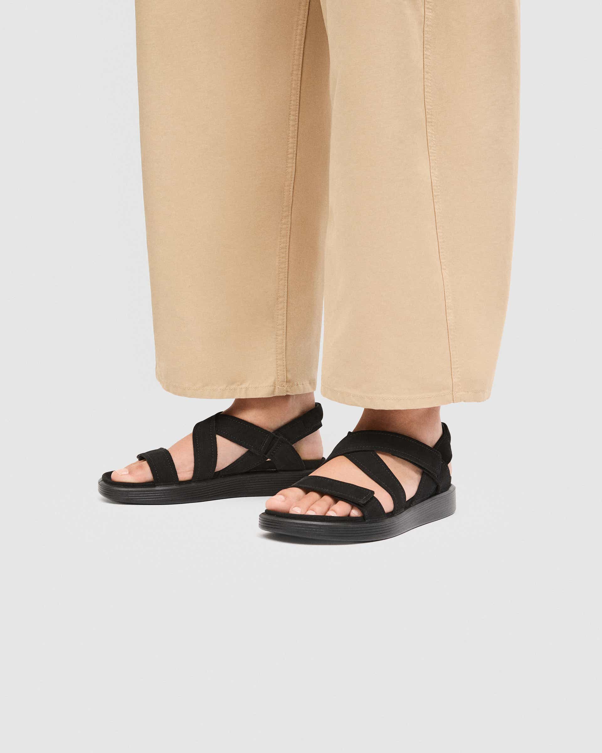 ECCO® SOFT SANDAL sandaler i nubuck med to remme til damer - Sort - Lifestyle image-1
