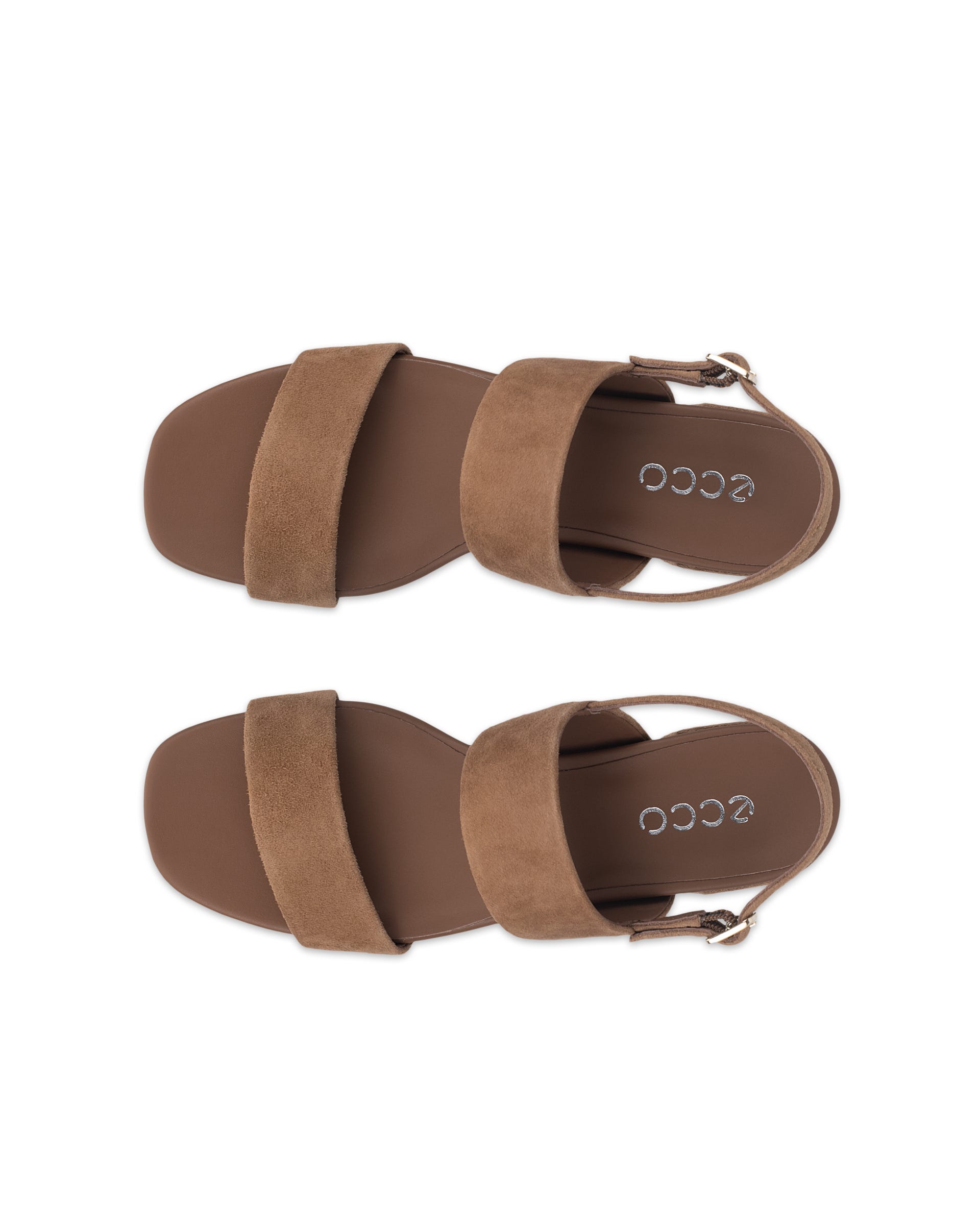 Women's ECCO® LIVA SANDAL 35 Suede Heeled Sandal - Brown - Top left pair