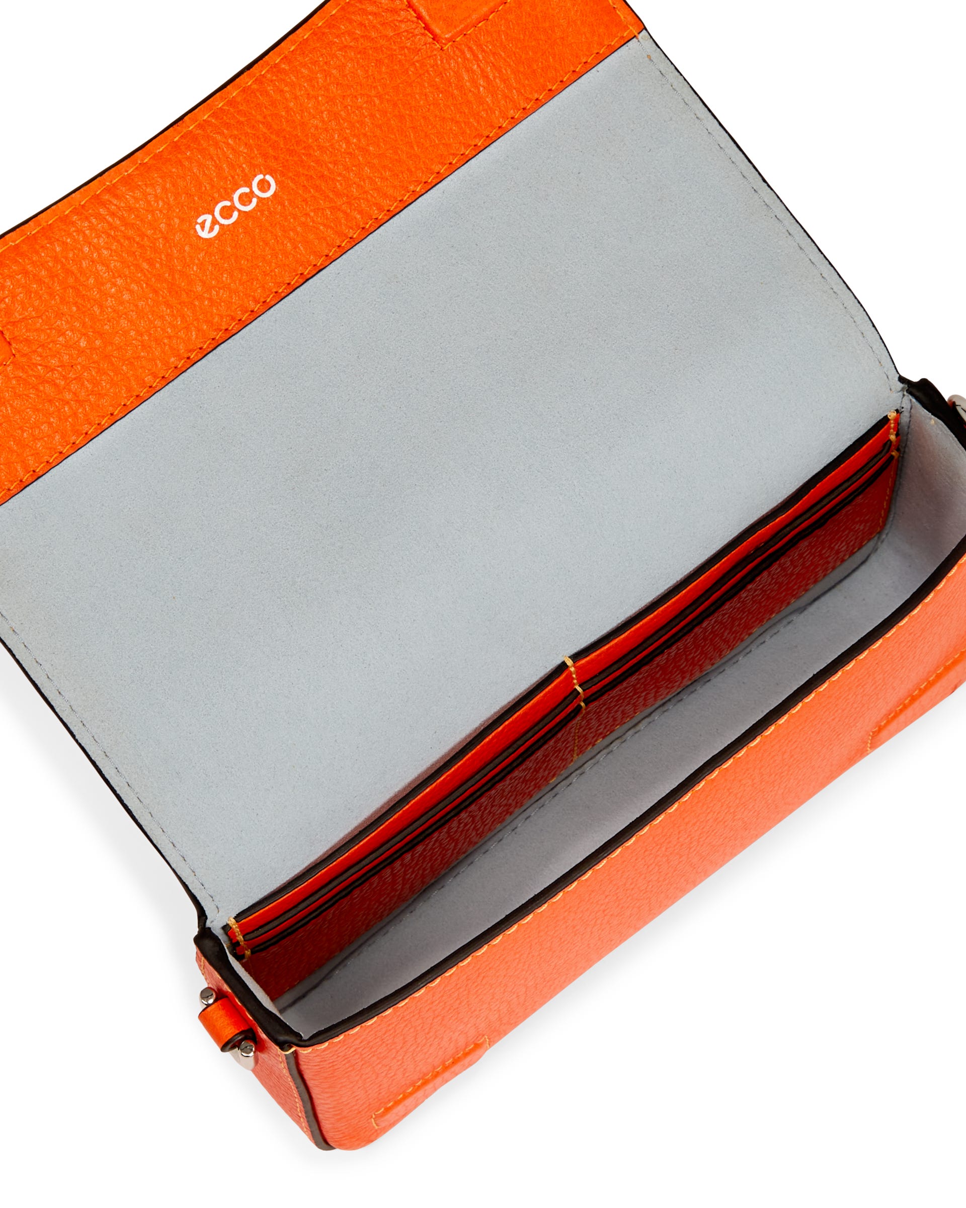 ECCO® Pinch Small Pebbled Leather Pinch Crossbody Bag - Orange - Inside