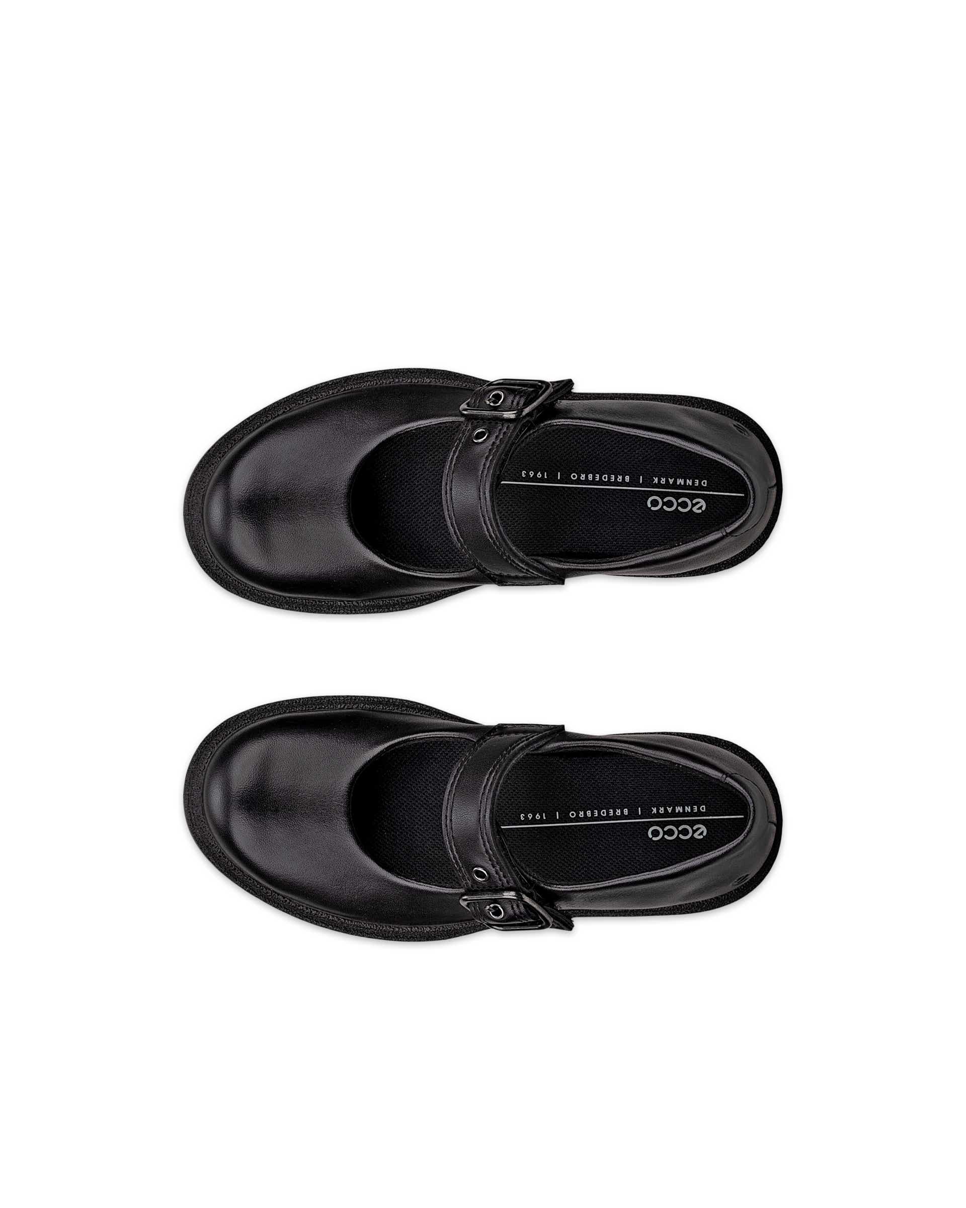 Kids' ECCO® GRAINER K Leather Mary Jane's - Black - Top left pair