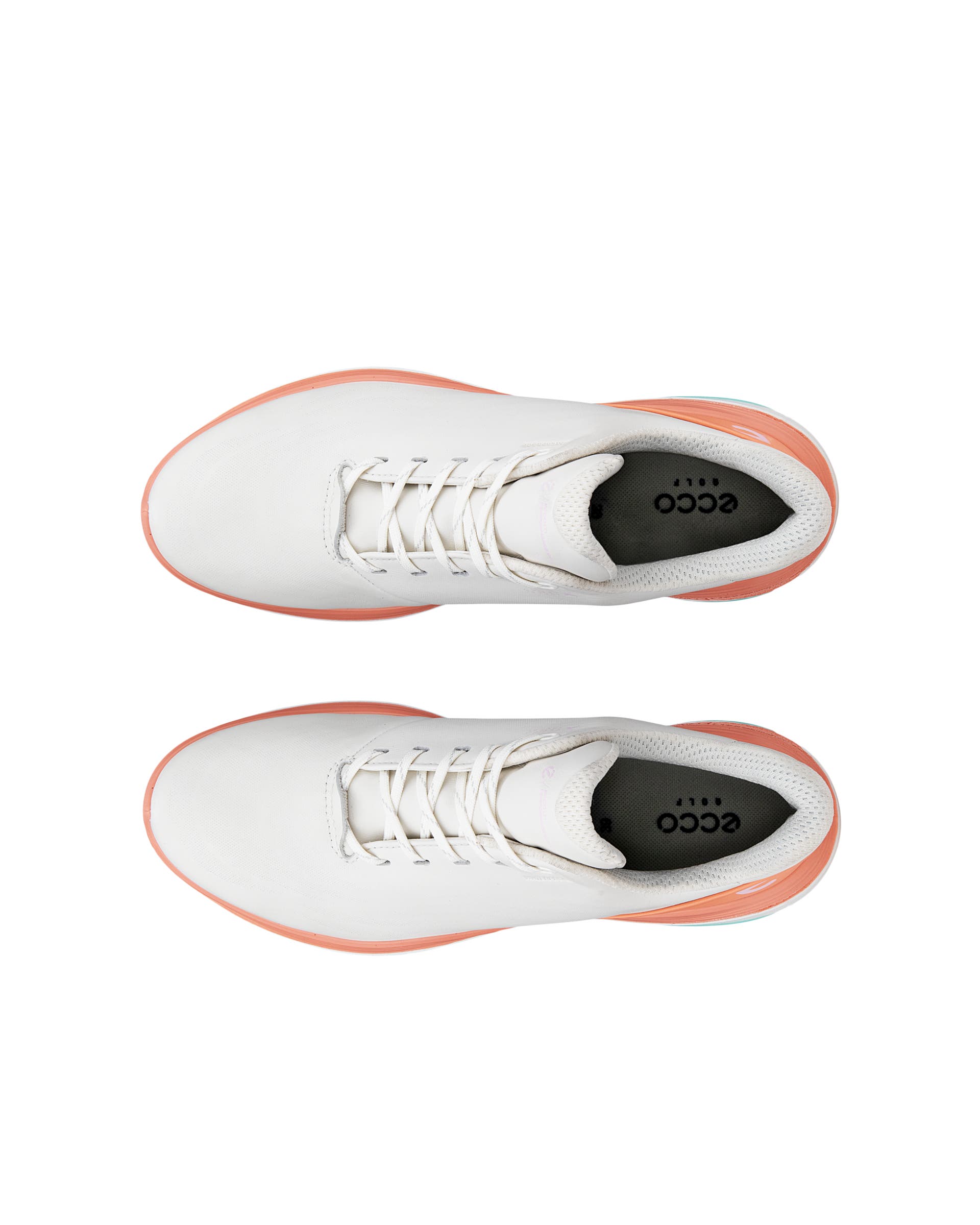 ECCO LT1 GOLF LACE Women ウィメンズ レザーウォータープルーフゴルフシューズ - ホワイト - Top left pair