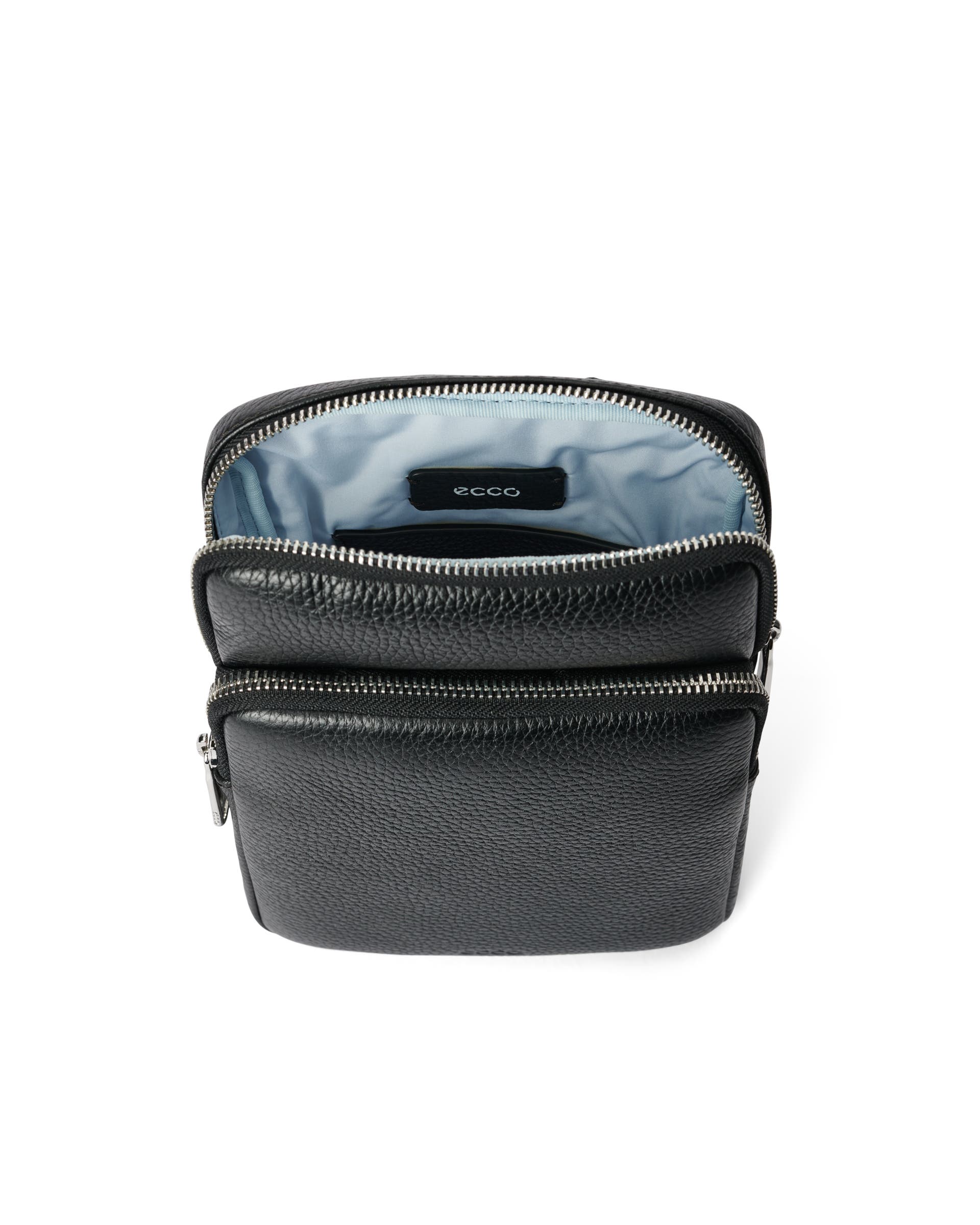 ECCO Flat Pouch Pebbled レザークロスボディバッグ - ブラック - Inside