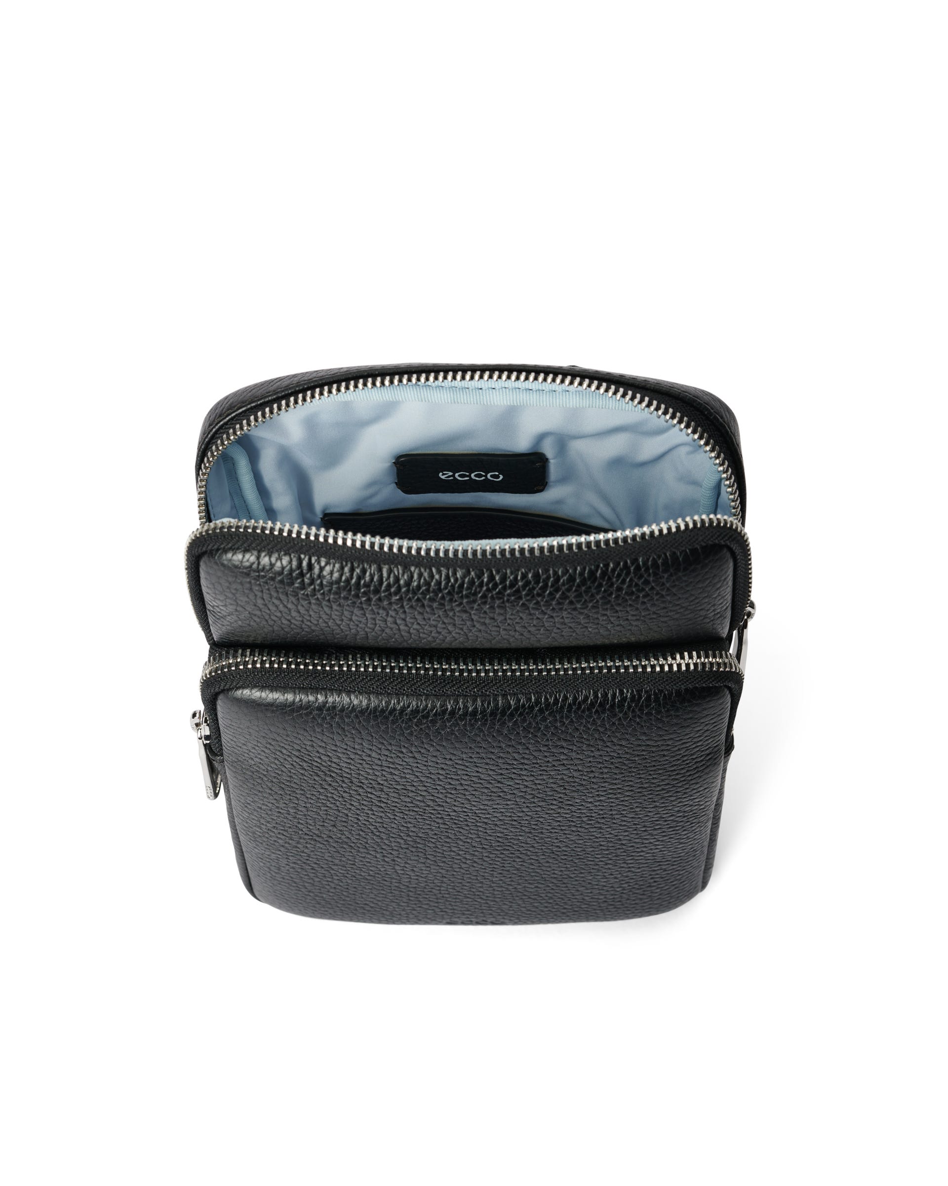 ECCO Flat Pouch Pebbled レザークロスボディバッグ - ブラック - Inside
