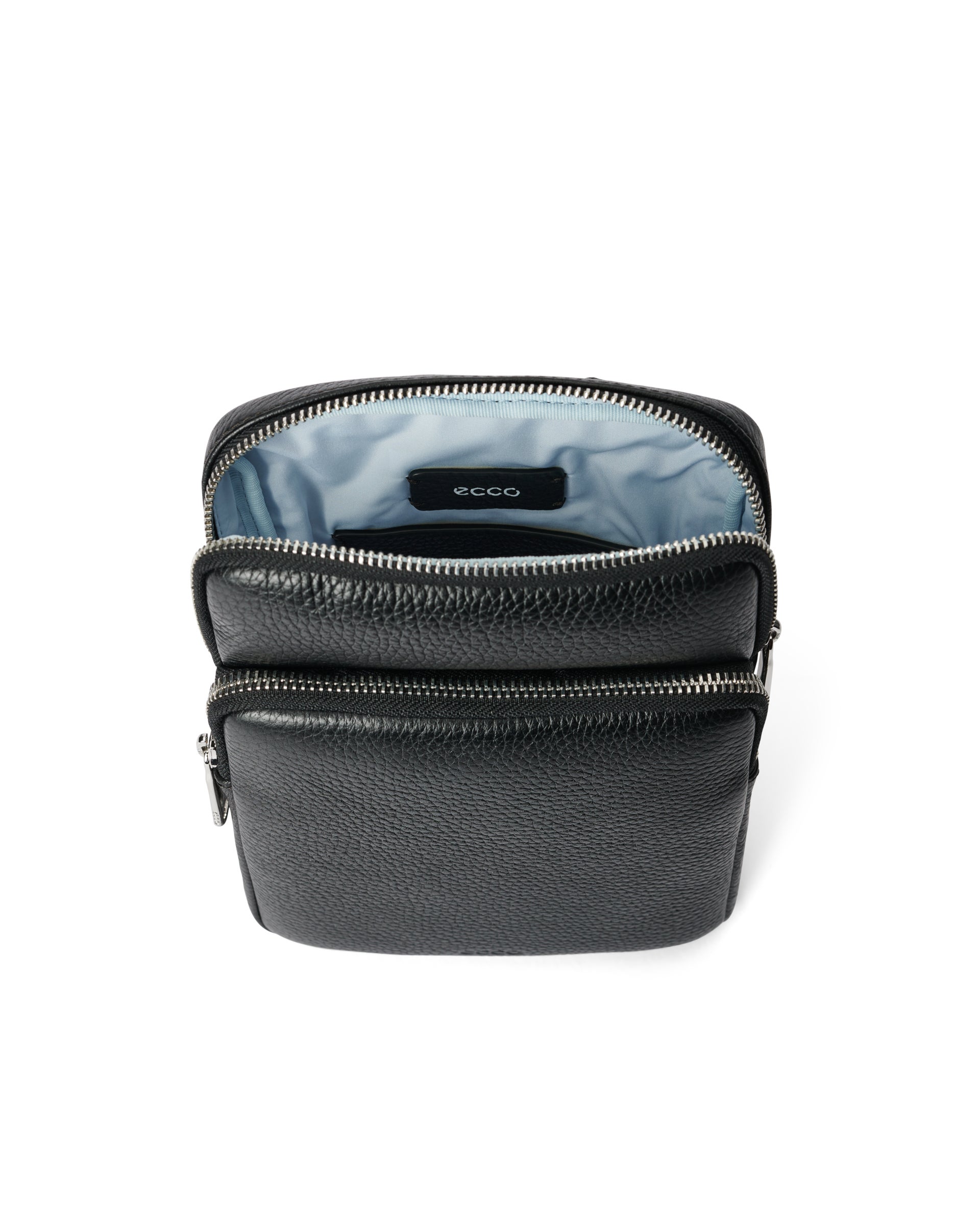 ECCO Flat Pouch Pebbled レザークロスボディバッグ - ブラック - Inside