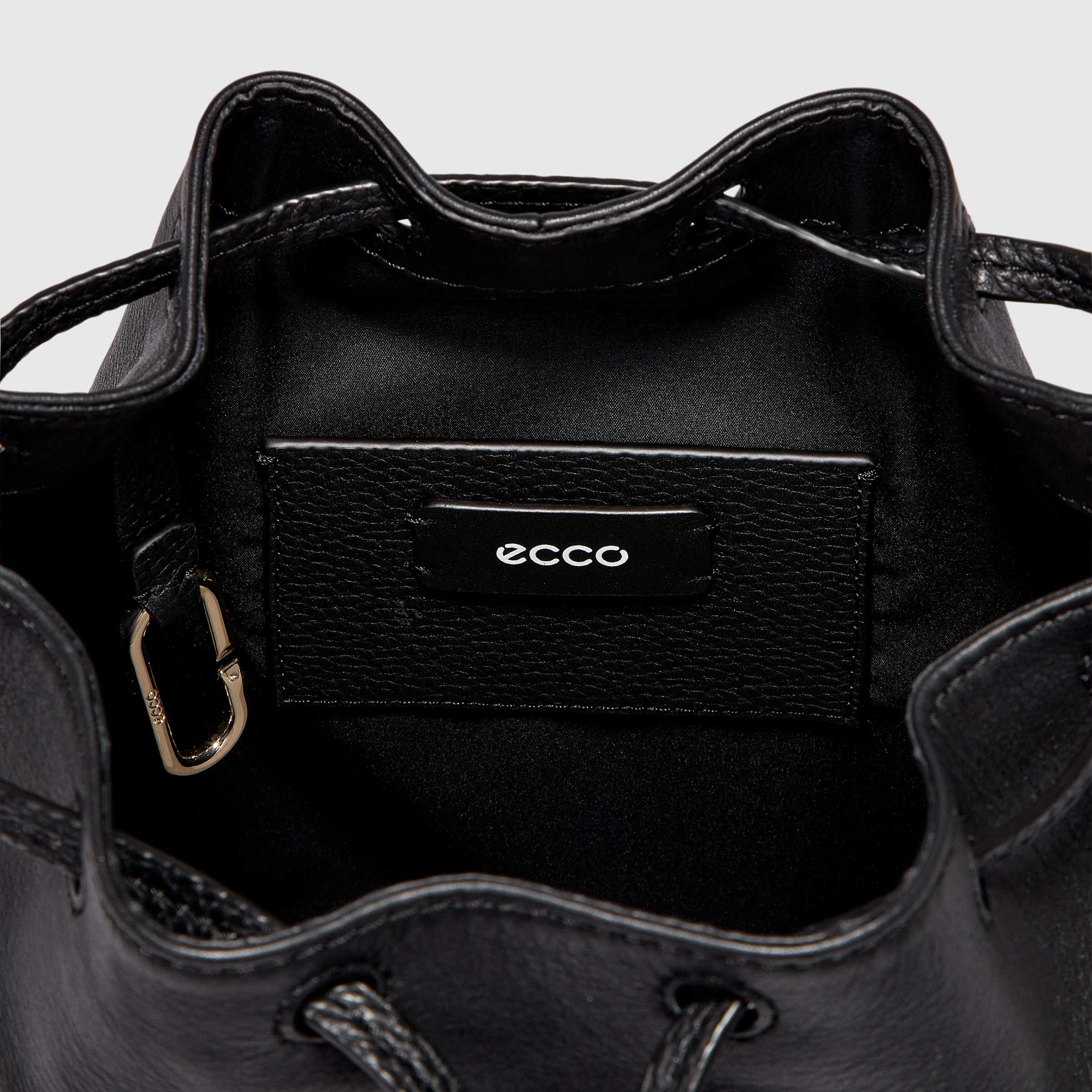 ECCO® Textureblock Leather Bucket Bag - Black - Inside