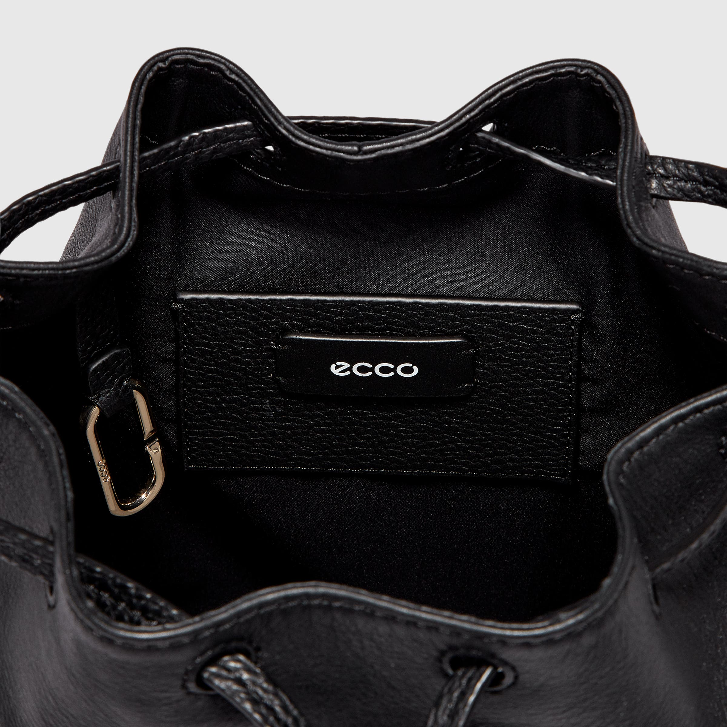 ECCO® Textureblock Leather Bucket Bag - Black - Inside