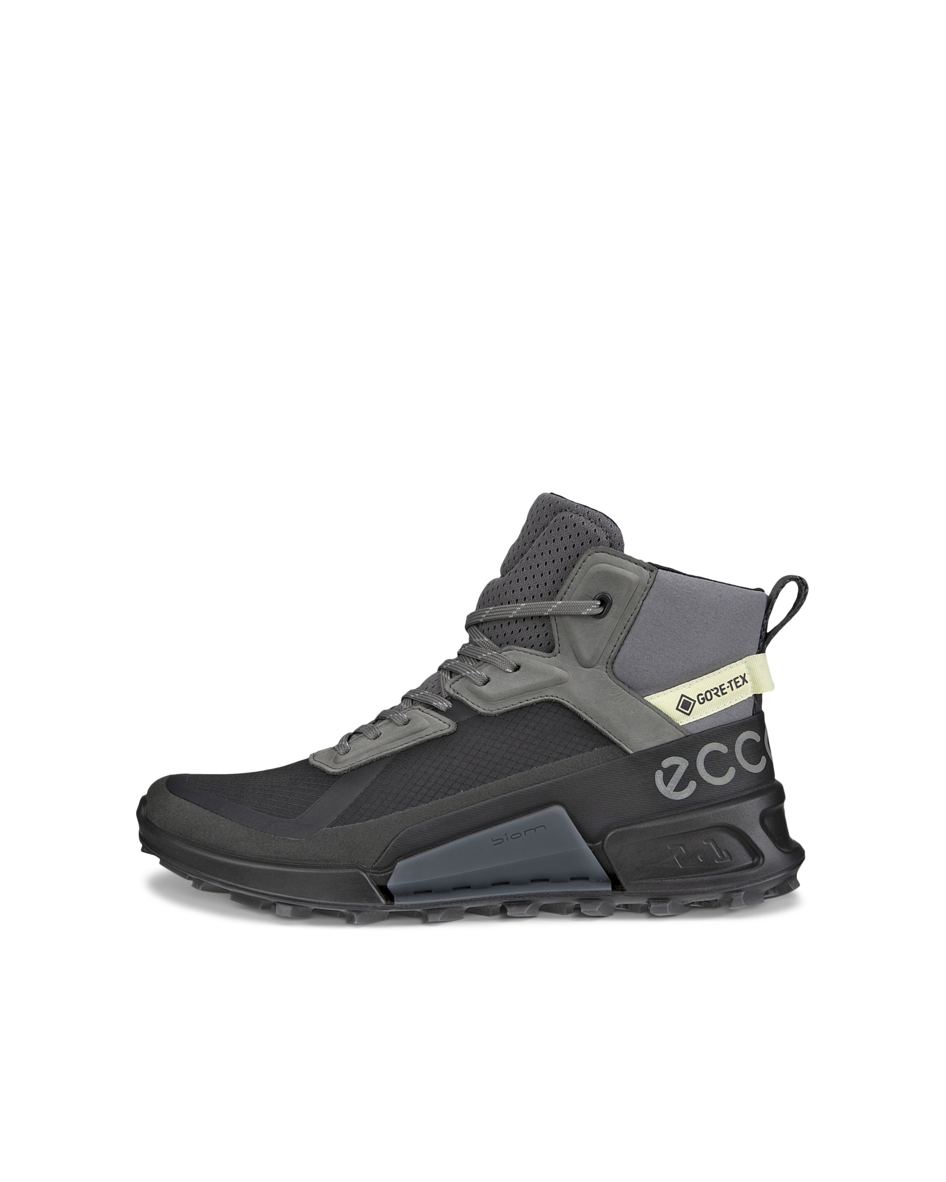 Women's ECCO® Biom 2.1 X Mountain Textile Gore-Tex High-Top Hiking Sneaker - Black - Outside