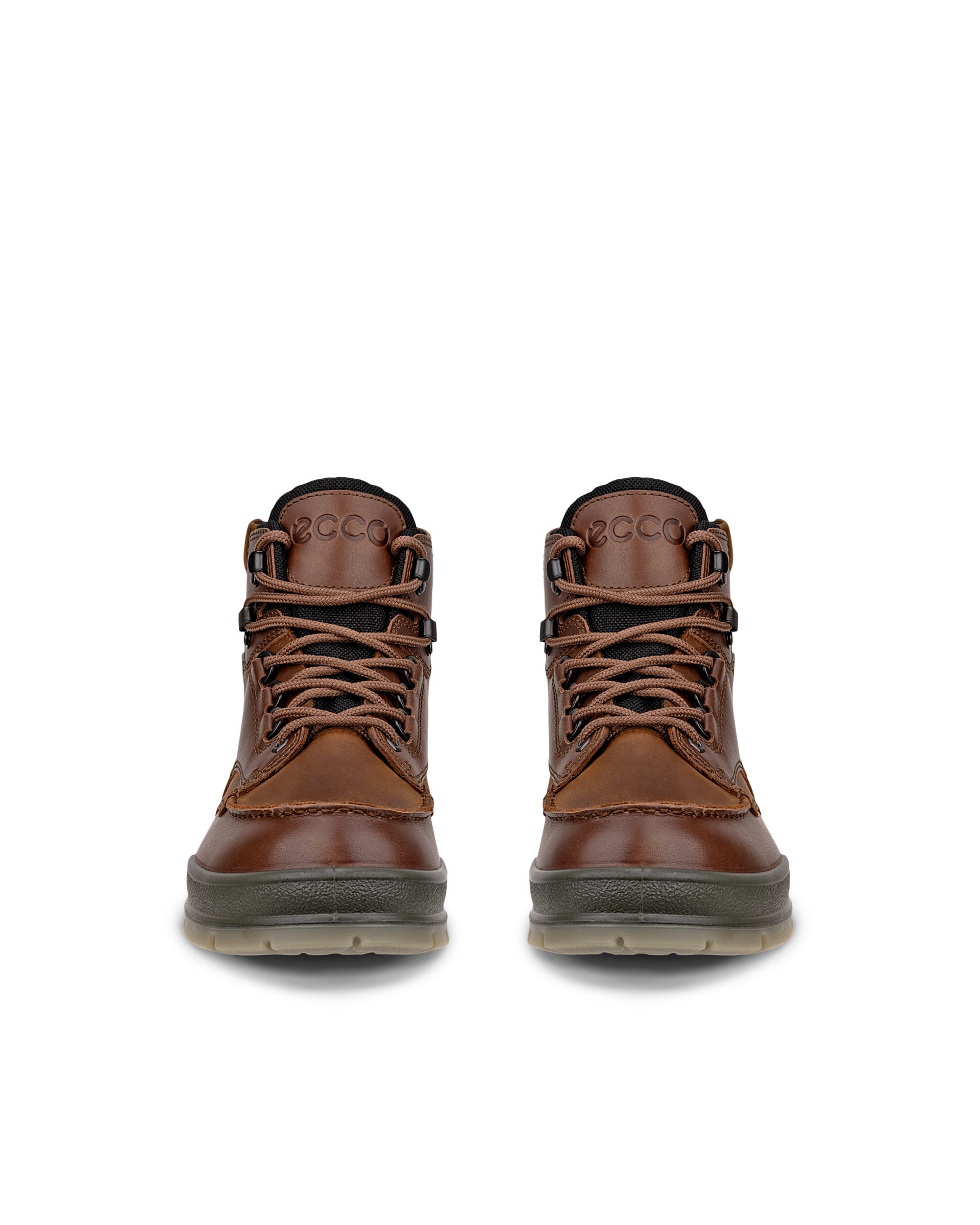 Men's ECCO® Track 25 Leather Gore-Tex Mid-Cut Boot - Brown - Front pair