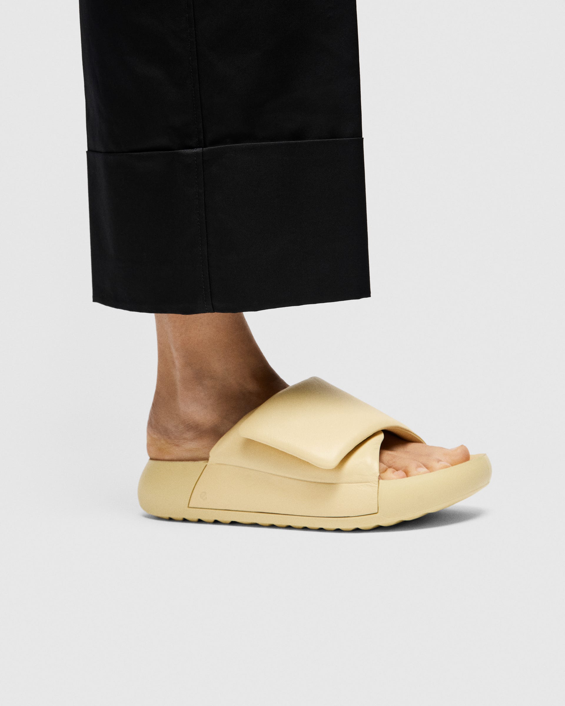 Women's ECCO® Cozmo Platform Leather Sandal - Yellow - Lifestyle image-1