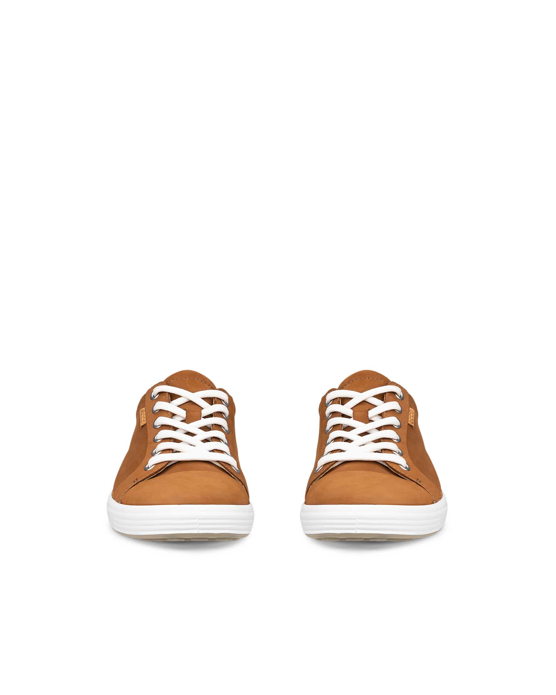 Women's ECCO® Soft 7 Nubuck Lace-Up Sneaker - Brown - Front pair