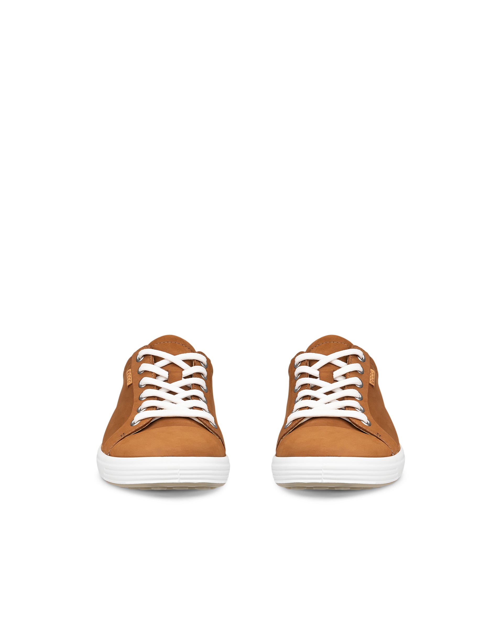 Women's ECCO® Soft 7 Nubuck Lace-Up Sneaker - Brown - Front pair