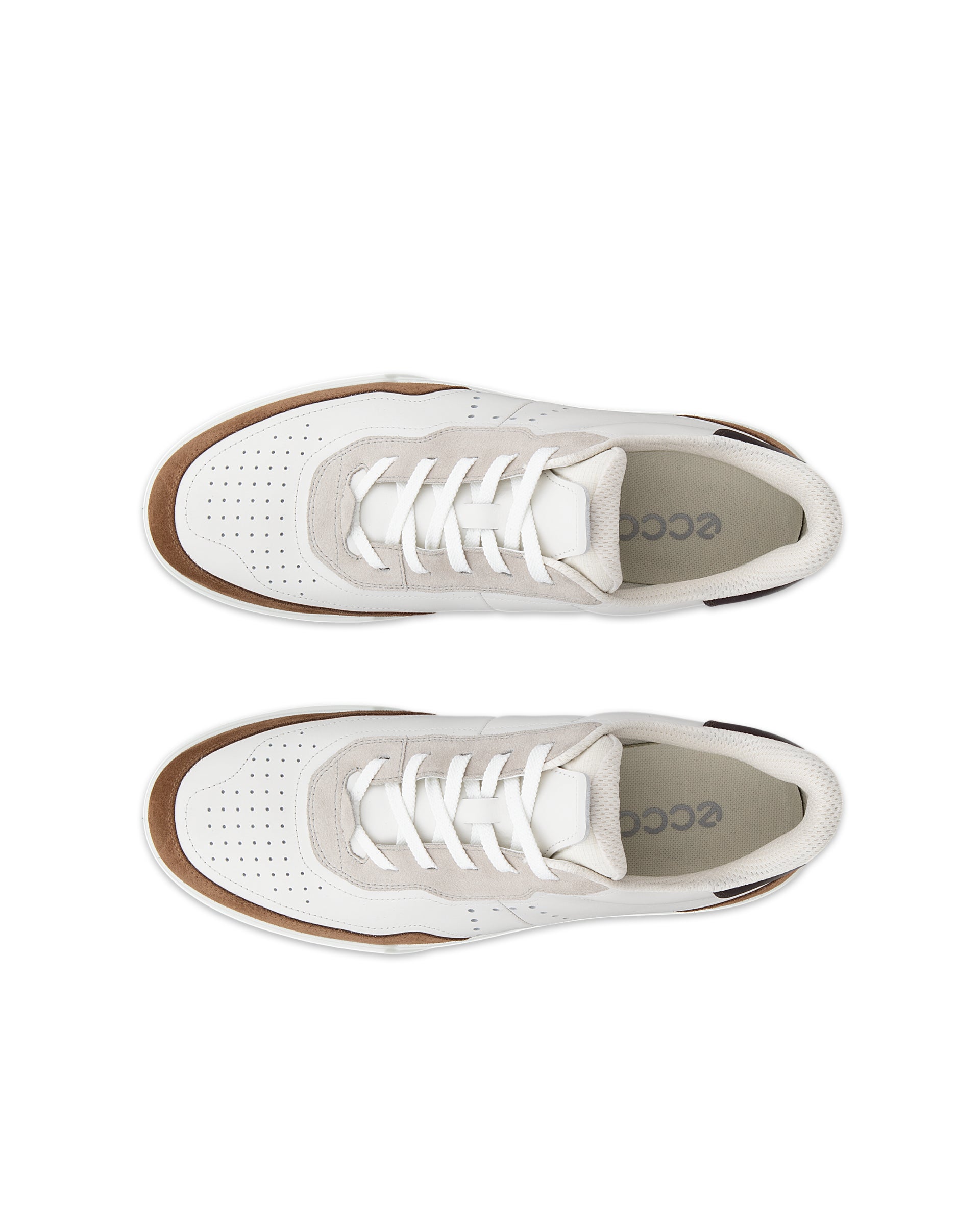 ECCO® STREET COURT muške kožne tenisice - Smeđa - Top left pair