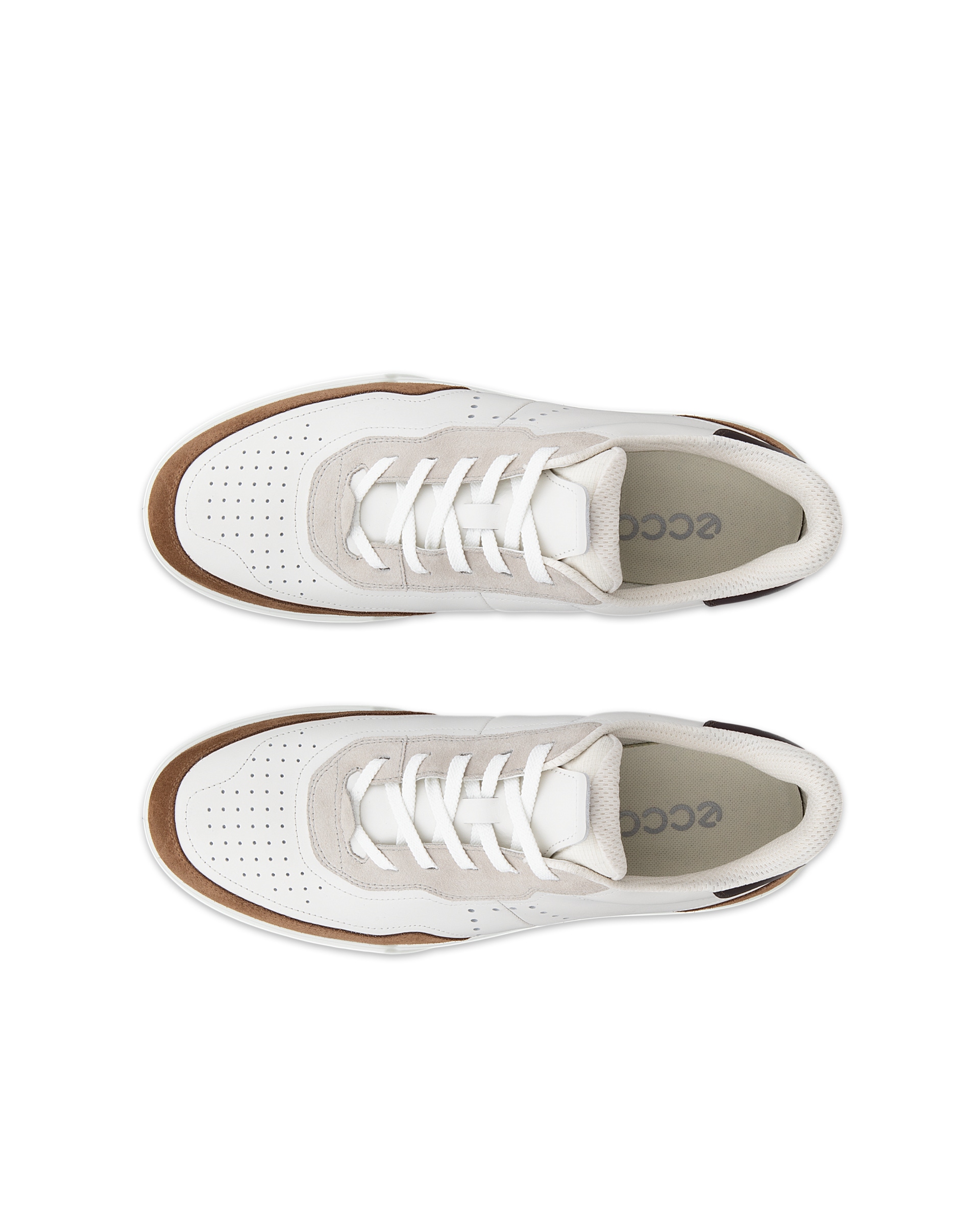 ECCO® STREET COURT heren leren sneaker - Bruin - Top left pair