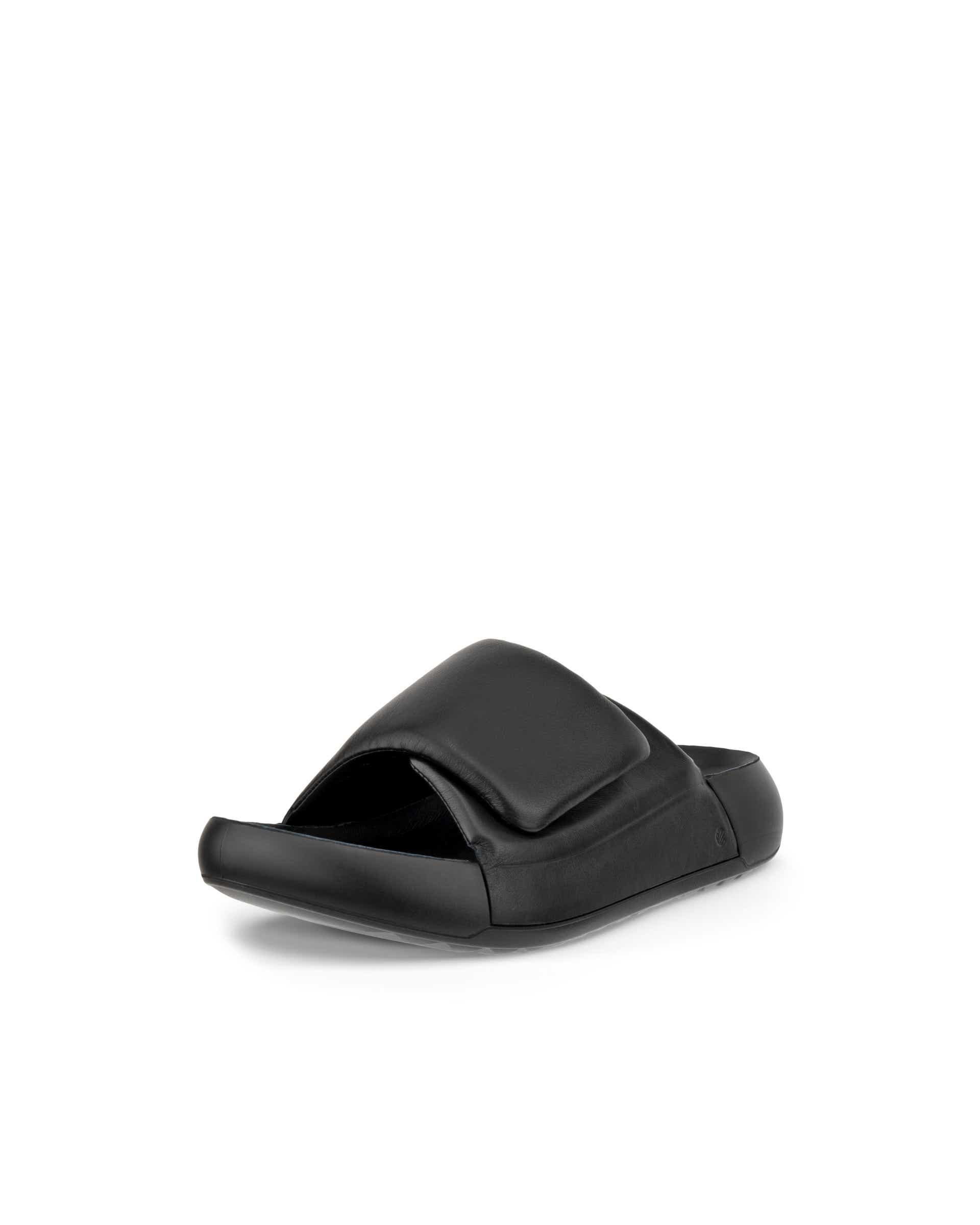 Women's ECCO® Cozmo Platform Leather Two Strap Sandal - Black - Main