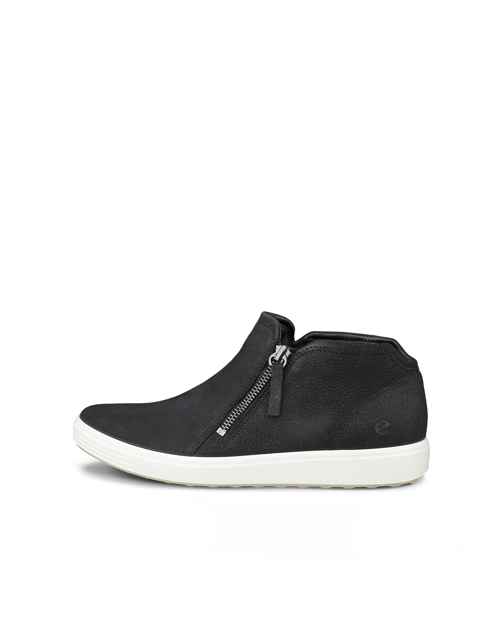 Women's ECCO® Soft 7 Nubuck Zip Bootie - Black - Outside