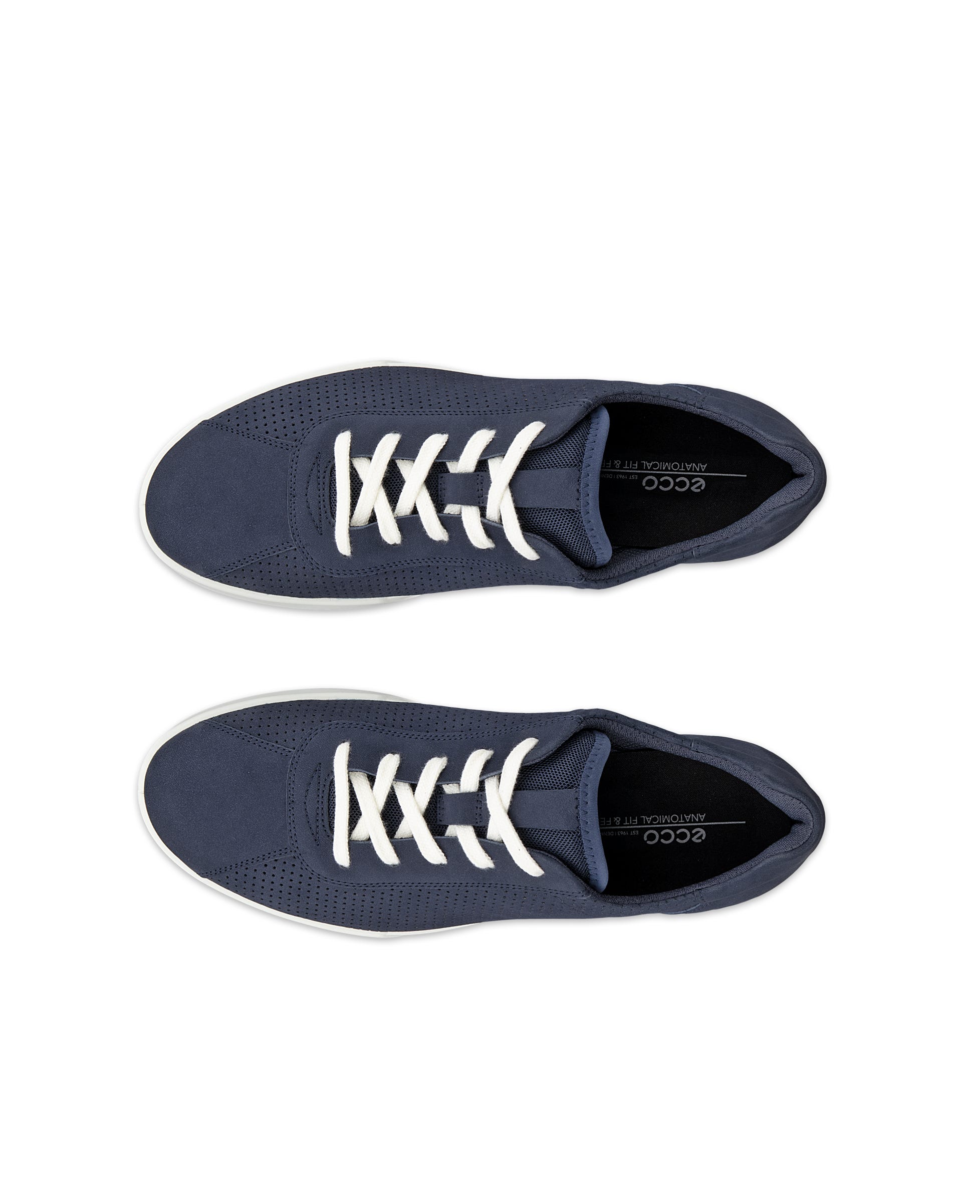 Męskie sznurowane buty z nubuku ECCO® TRAVEL - Niebieski - Outside
