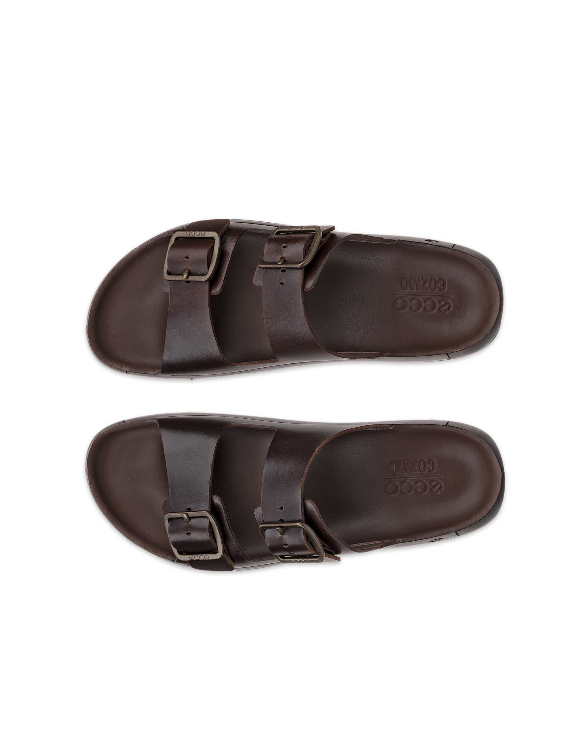 Men's ECCO® Cozmo Leather Two Strap Sandal - Brown - Top left pair