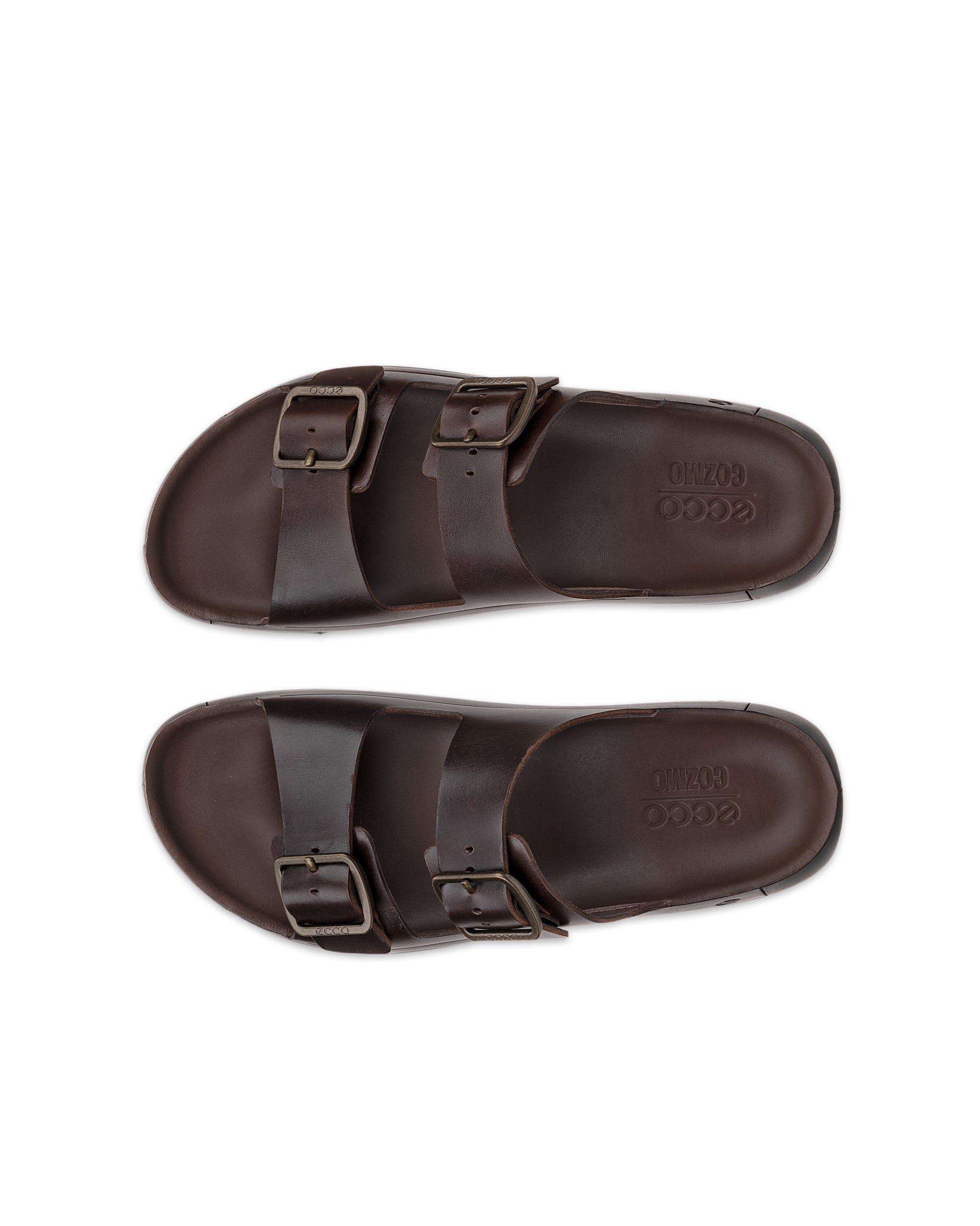 Men's ECCO® Cozmo Leather Two Strap Sandal - Brown - Top left pair