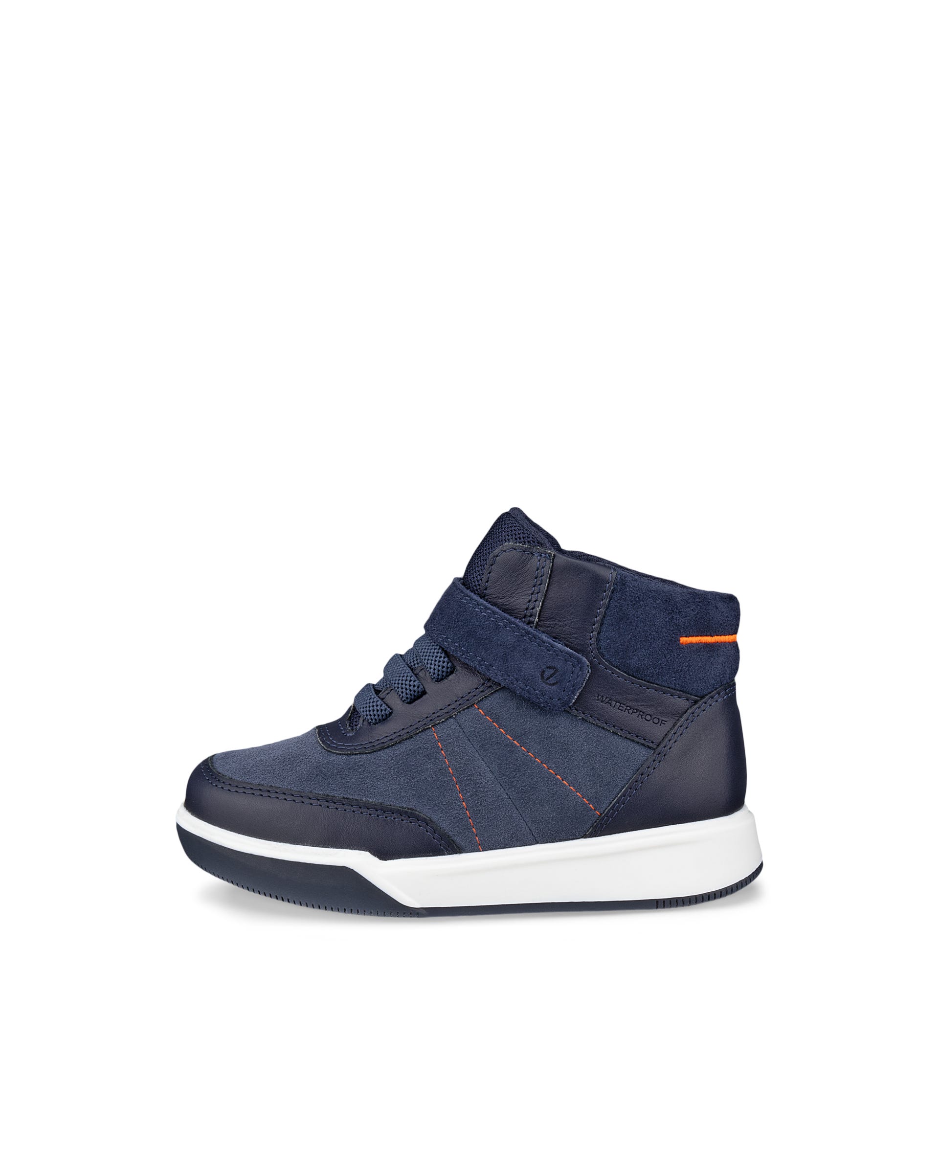 ECCO® STREET COURT K sneakers i læder med velcro remme til børn - Blå - Outside