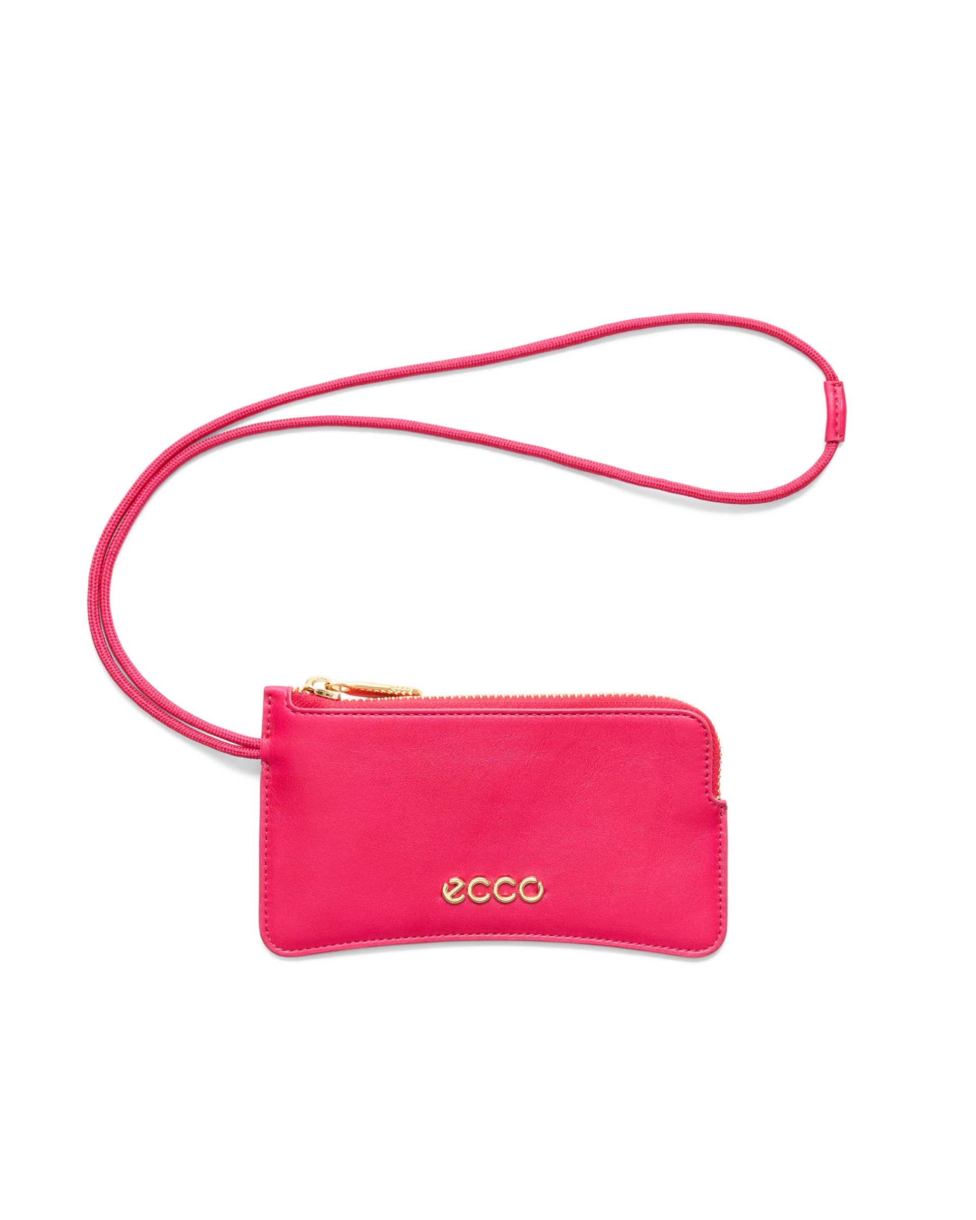 ECCO® Wristlet Soft Pebbled Leather Small Pouch Bag - Pink - Main
