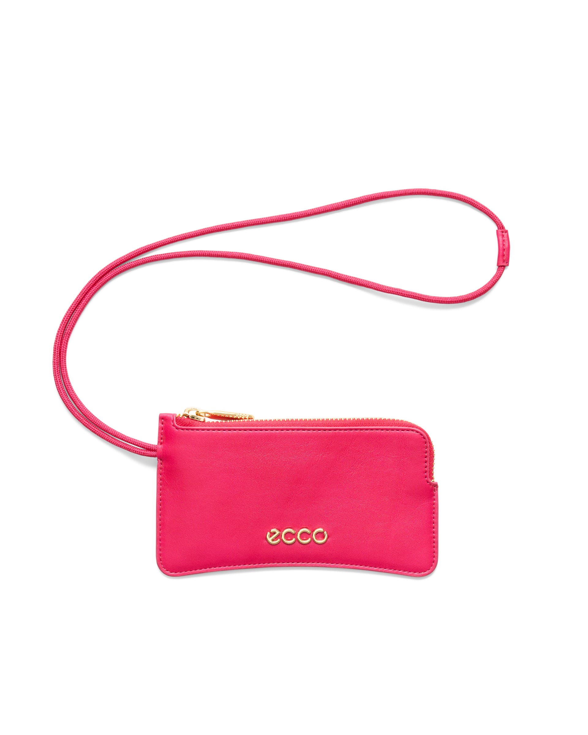 ECCO® Wristlet Soft Pebbled Leather Small Pouch Bag - Pink - Main