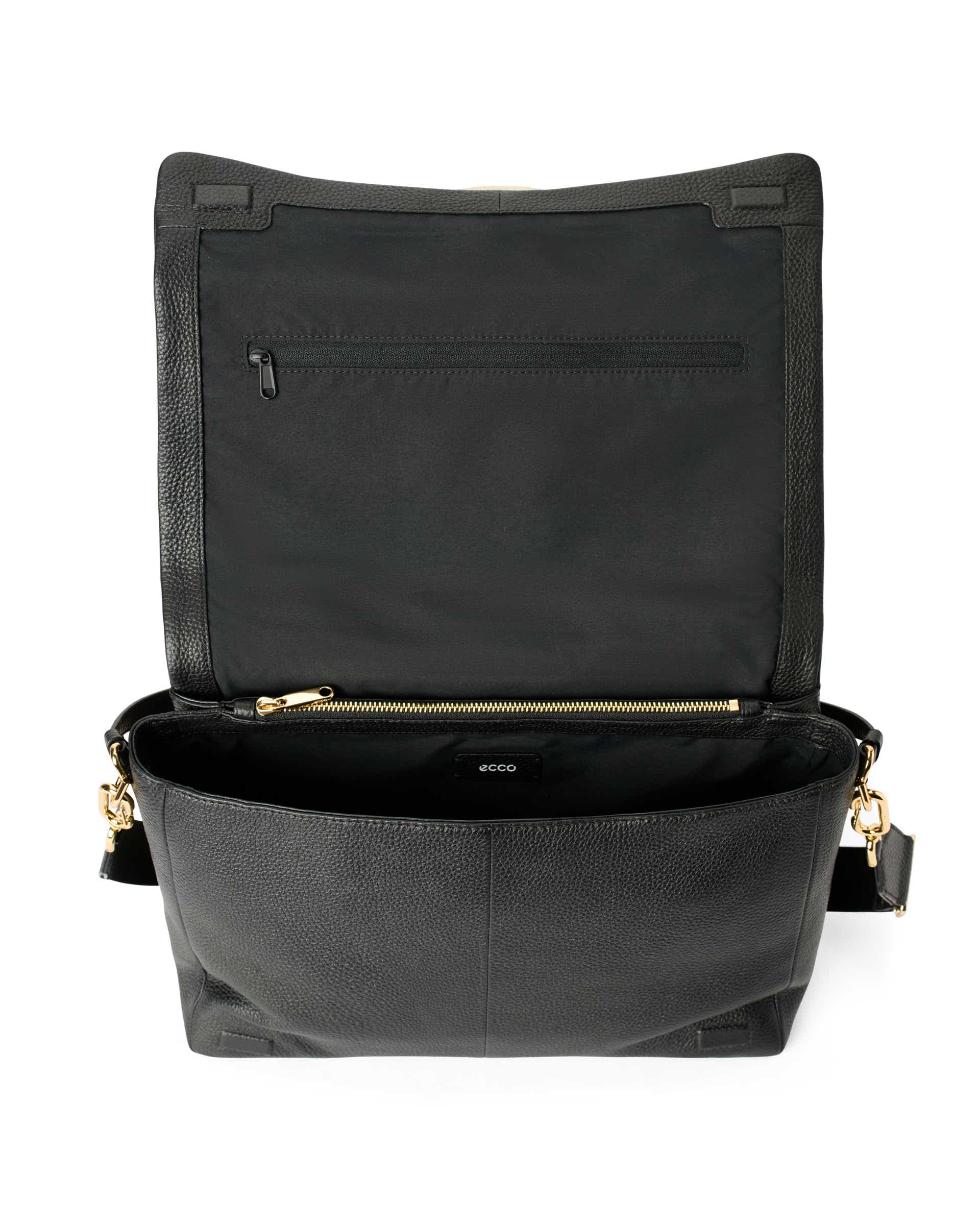 ECCO® Extra-Large Pinch Leather Shoulder Bag - Black - Inside
