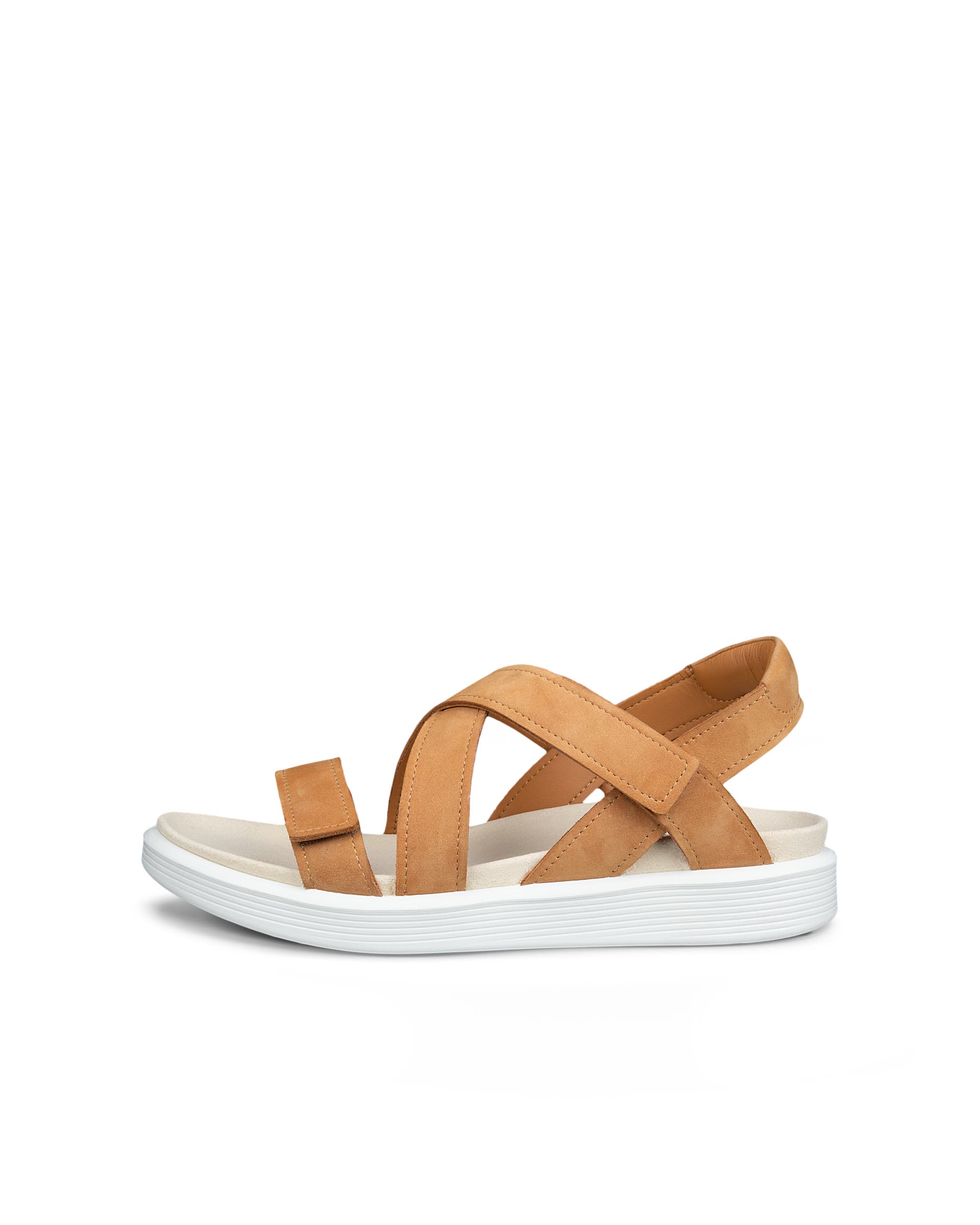 Women's ECCO® Soft Sandal Leather Two Strap Sandal - Brown - Outside