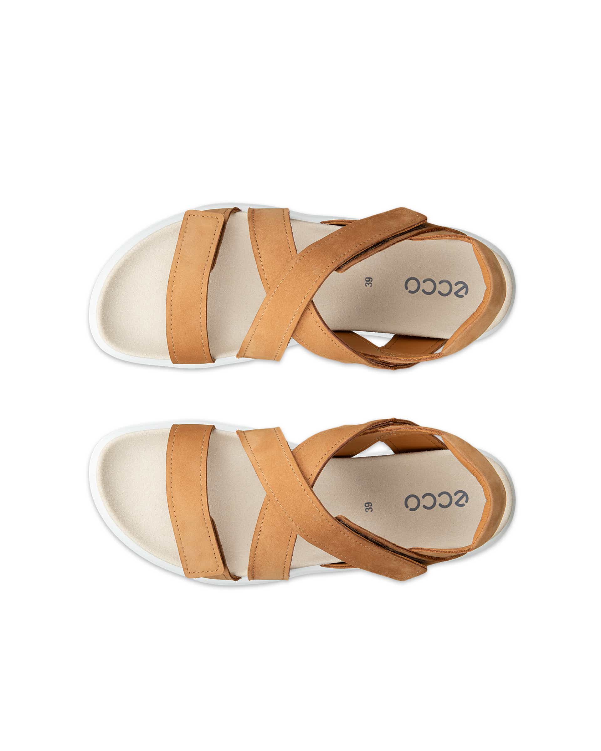 ECCO® SOFT SANDAL sandaler i nubuck med to remme til damer - Brun - Top left pair