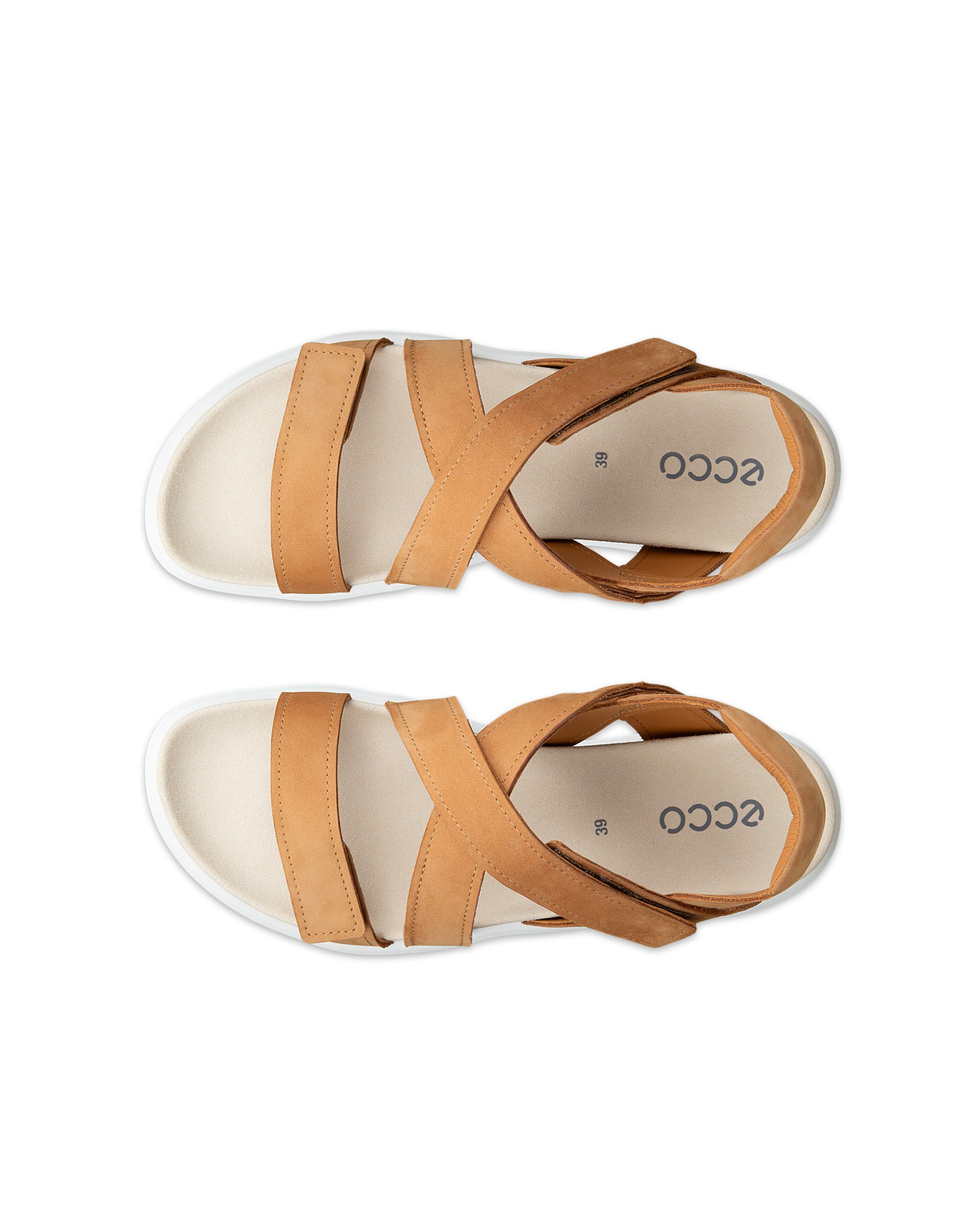 ECCO® SOFT SANDAL sandaler i nubuck med to remme til damer - Brun - Top left pair