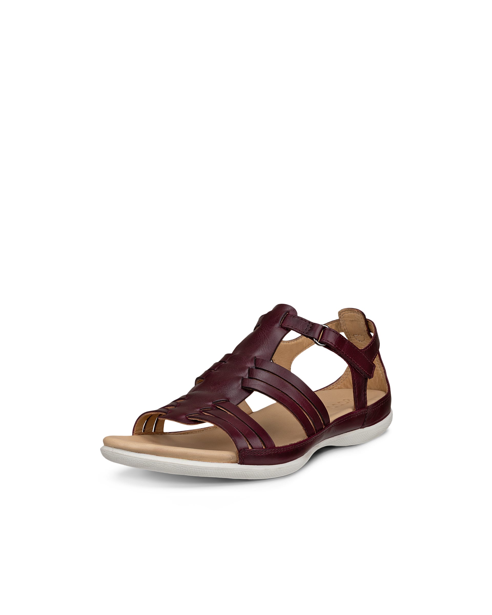 Women's ECCO® Flash Leather Flat Sandal - Red - Main