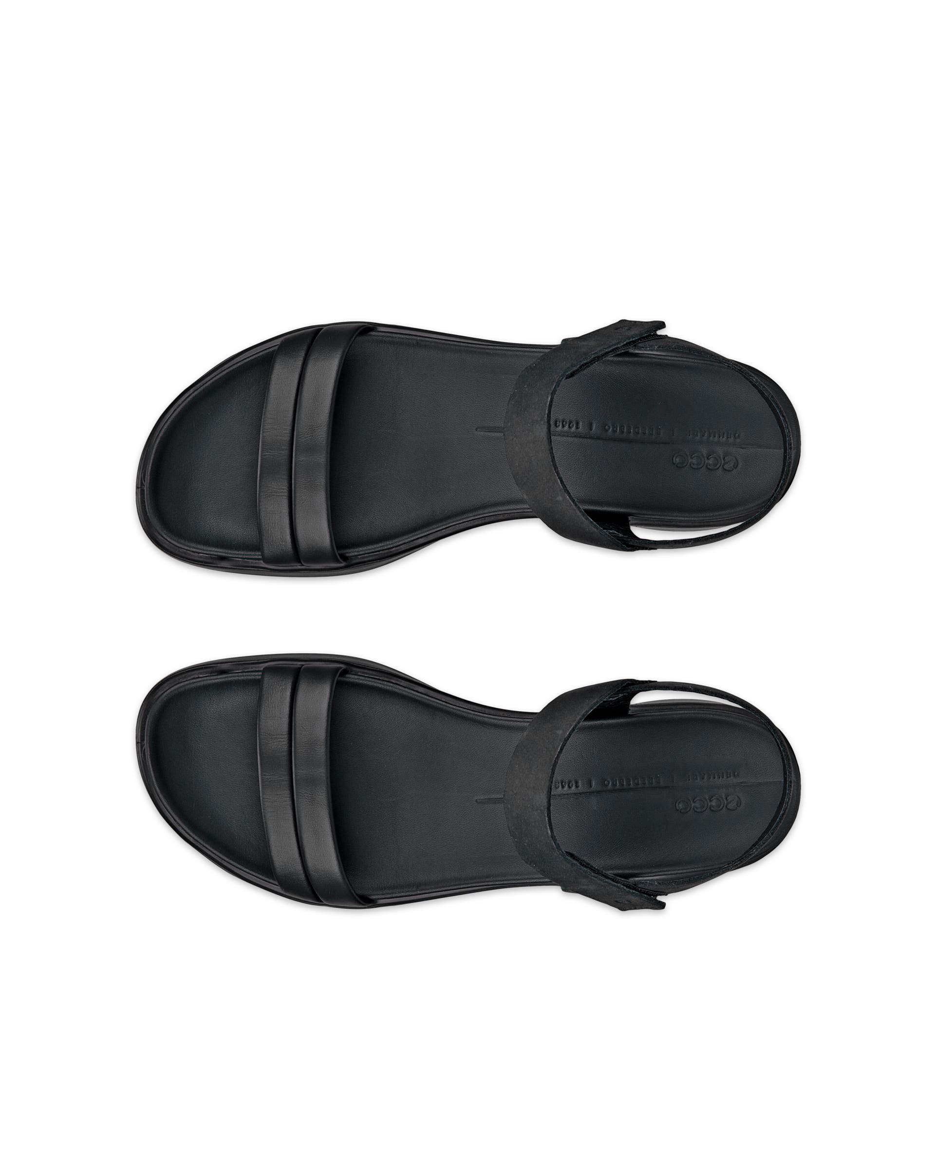 Women's ECCO® Flowt Wedge LX Leather Sandal - Black - Top left pair