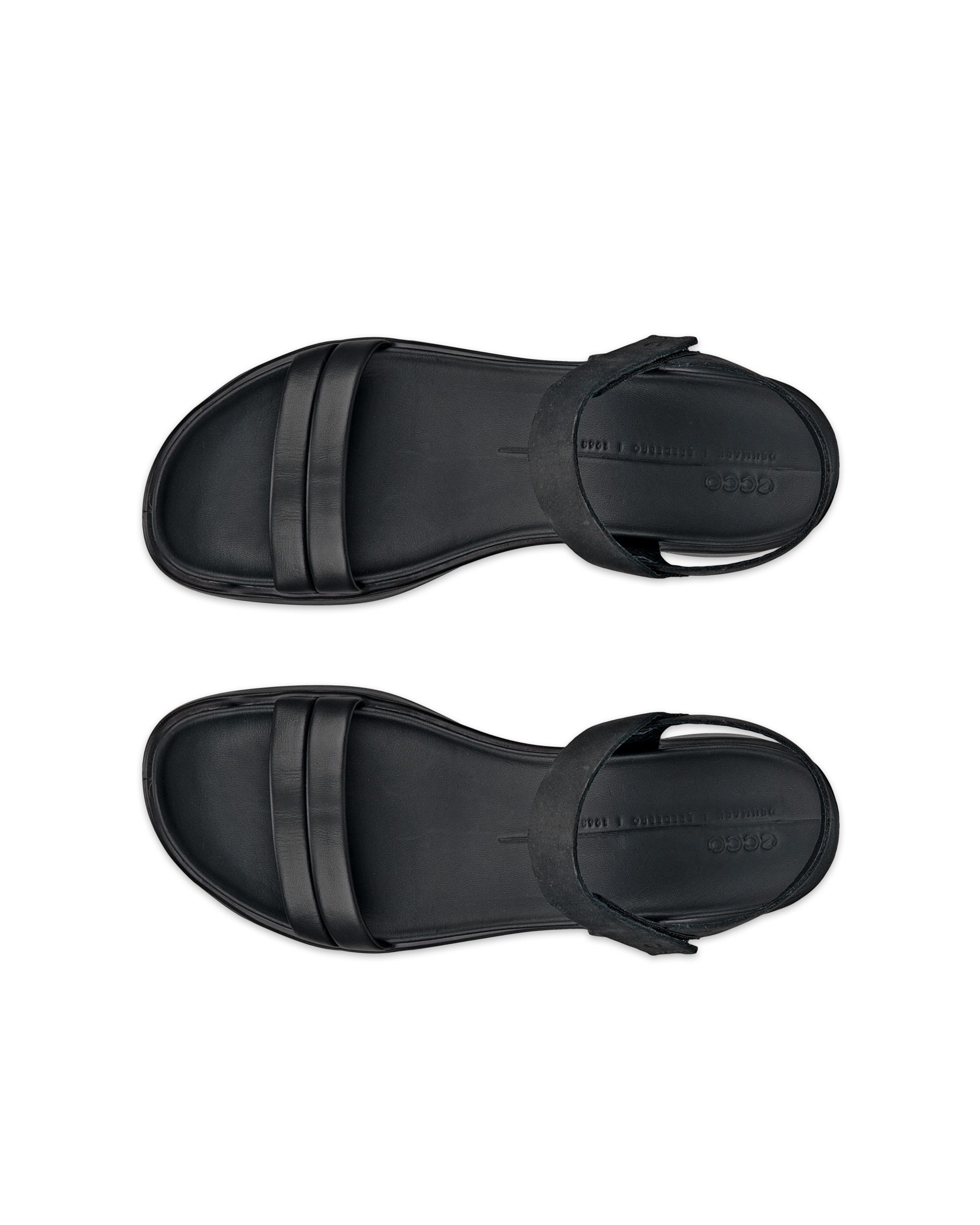 Women's ECCO® Flowt Wedge LX Leather Sandal - Black - Top left pair