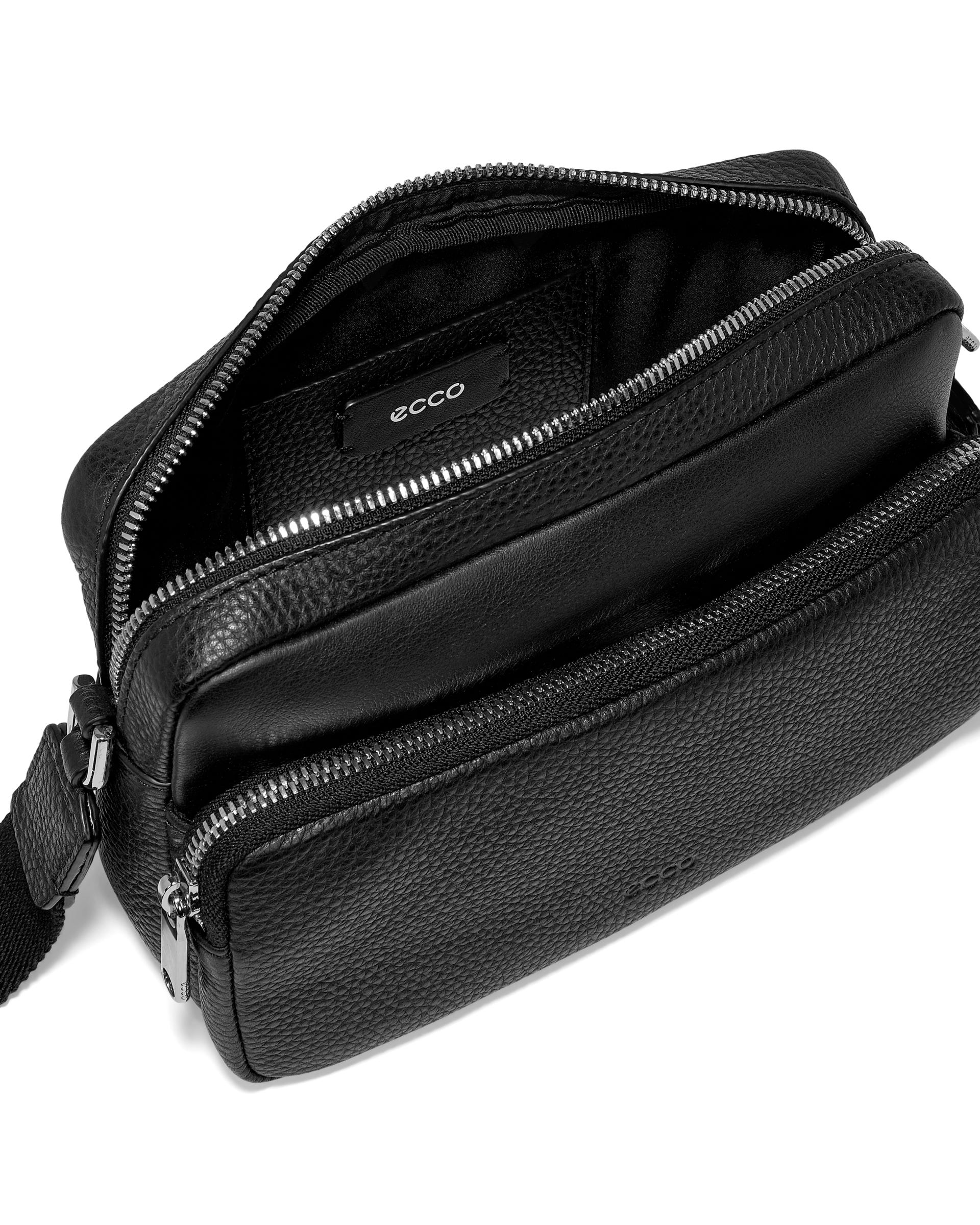 ECCO® Textureblock Leather Camera Bag - Black - Inside