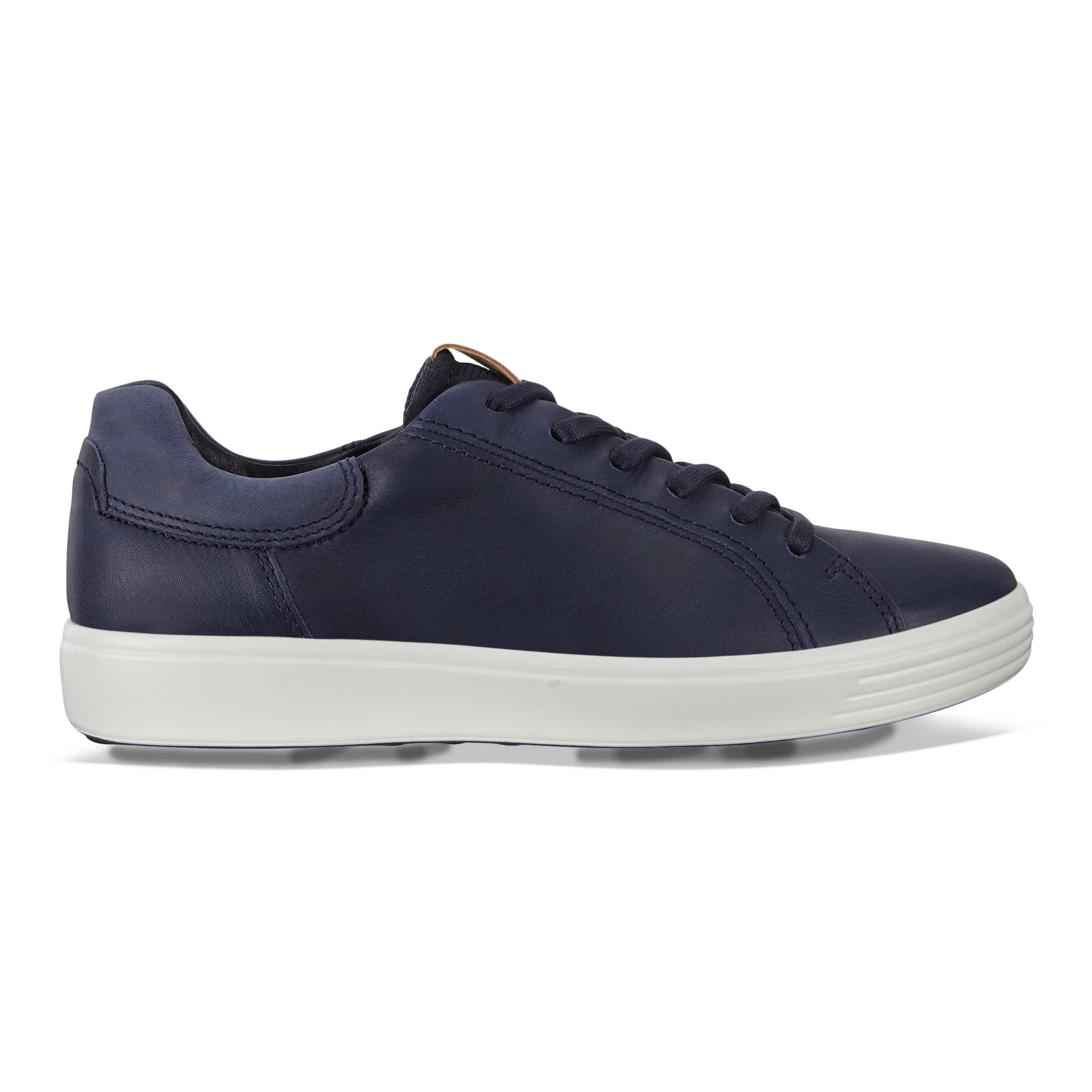 ECCO Soft 7 Men's Contrast Heel Sneakers - Blue - Outside