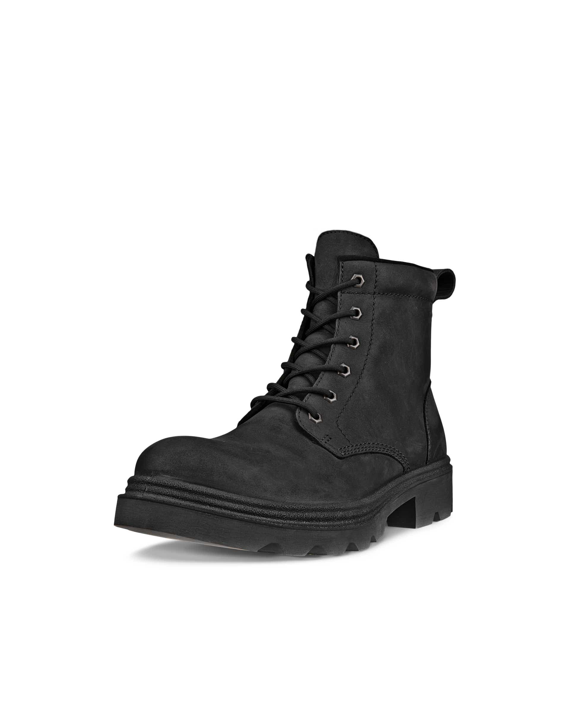 ECCO Grainer メンズ ヌバックウォータープルーフレースアップブーツ - ブラック - Main