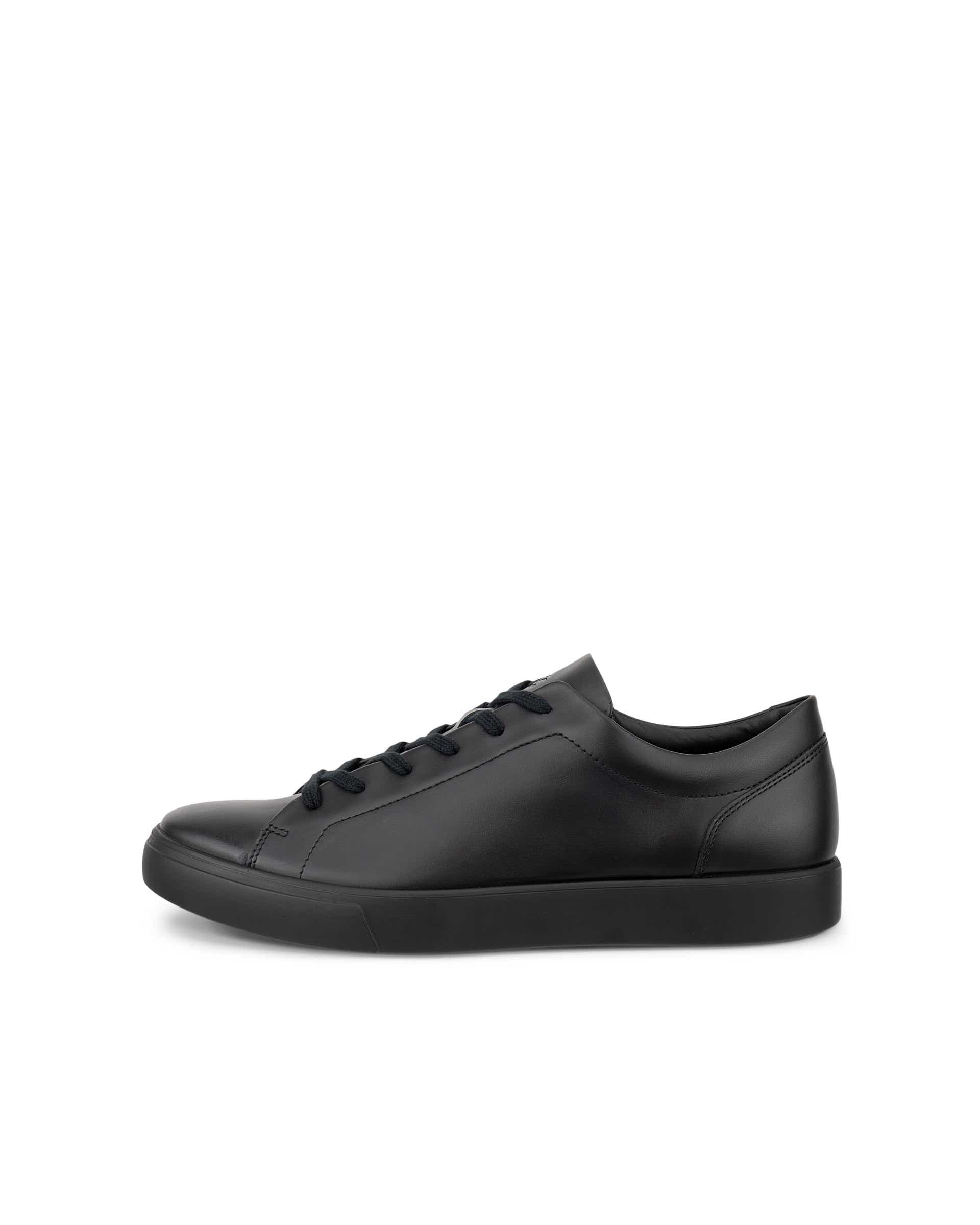Men's ECCO® SOFT 10 Leather Trainer - Black - Outside