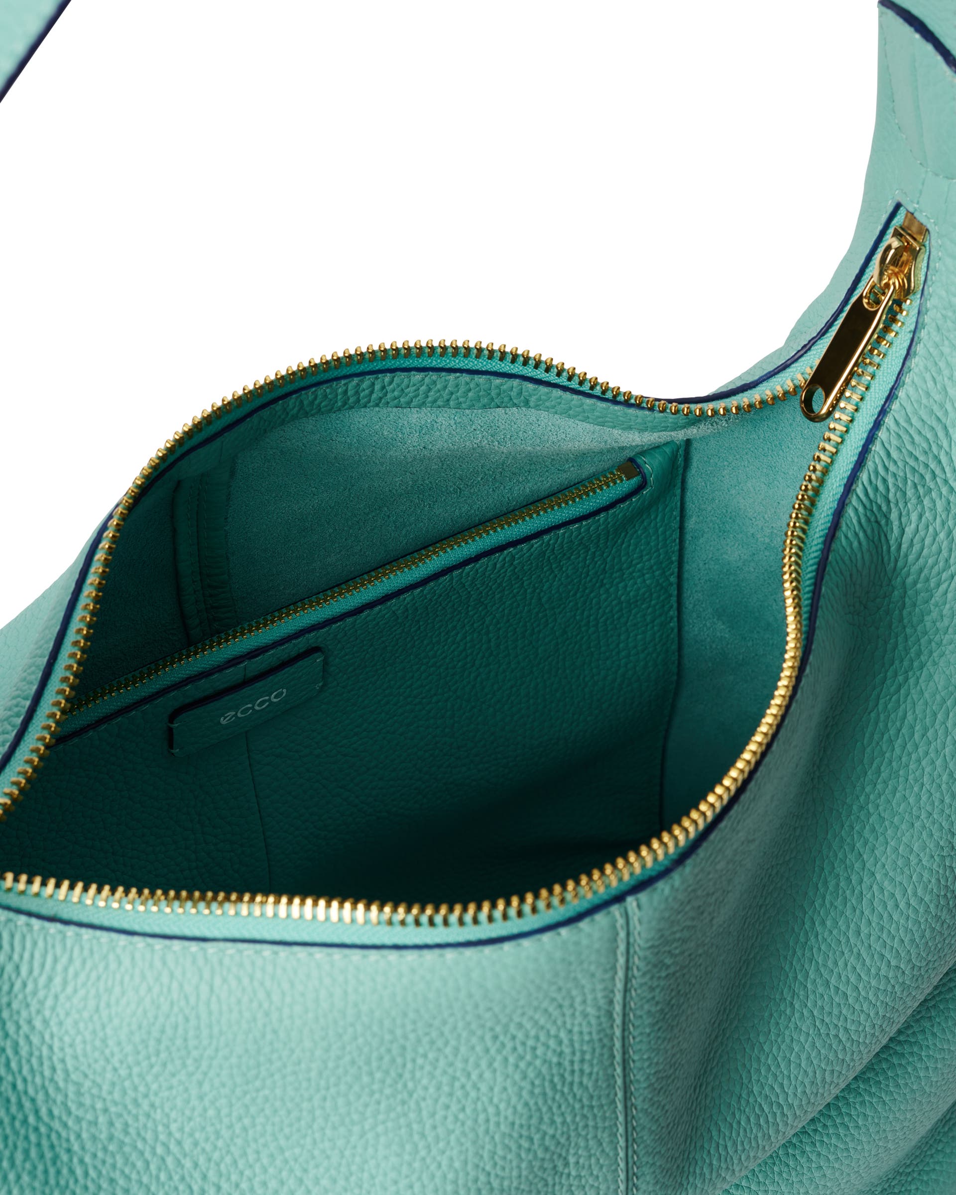 ECCO® Soft Medium Pebbled Leather Hobo Bag - Blue - Inside