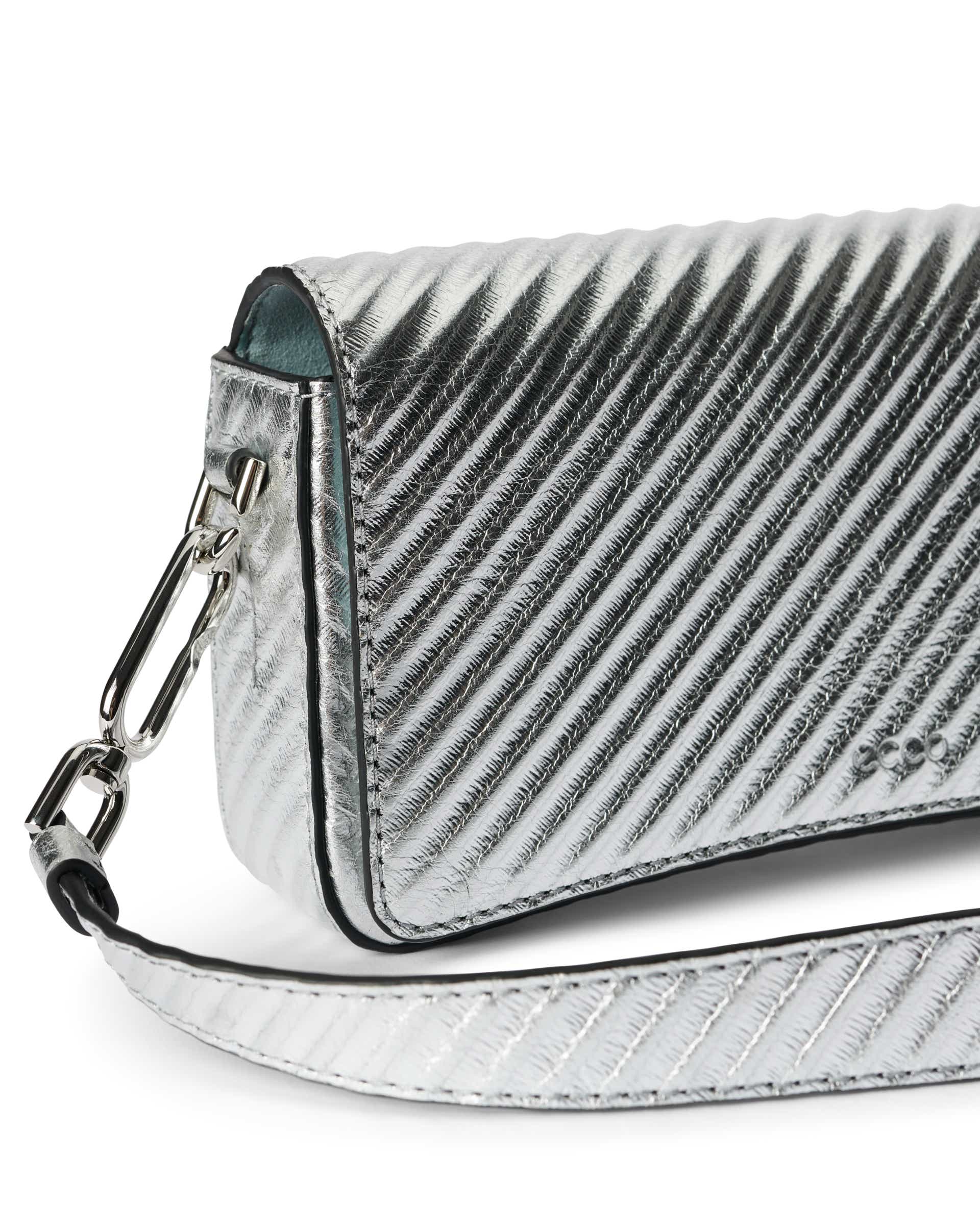 ECCO® Pinch Small Metallic Leather Shoulder Bag - Silver - Detail-1