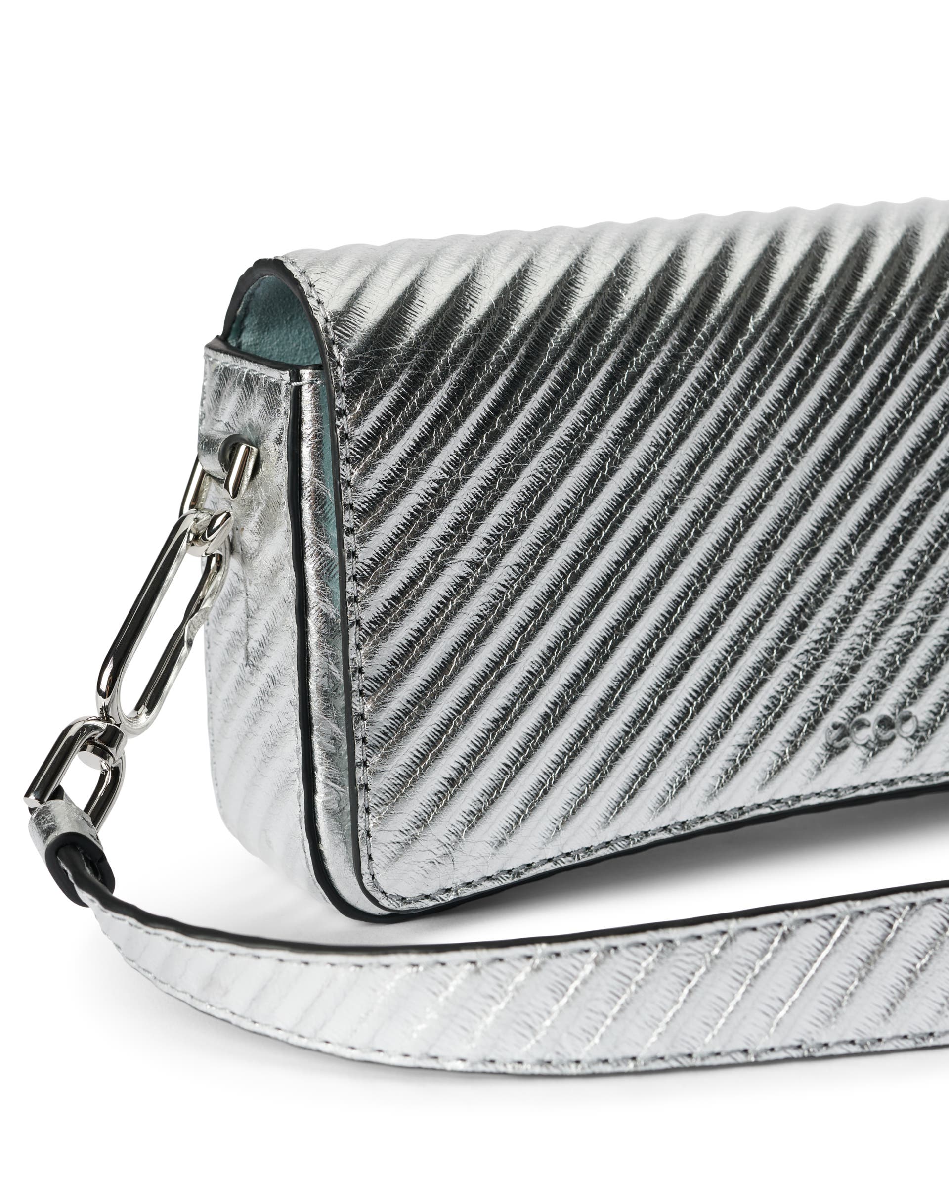 ECCO® Pinch Small Metallic Leather Shoulder Bag - Silver - Detail-1