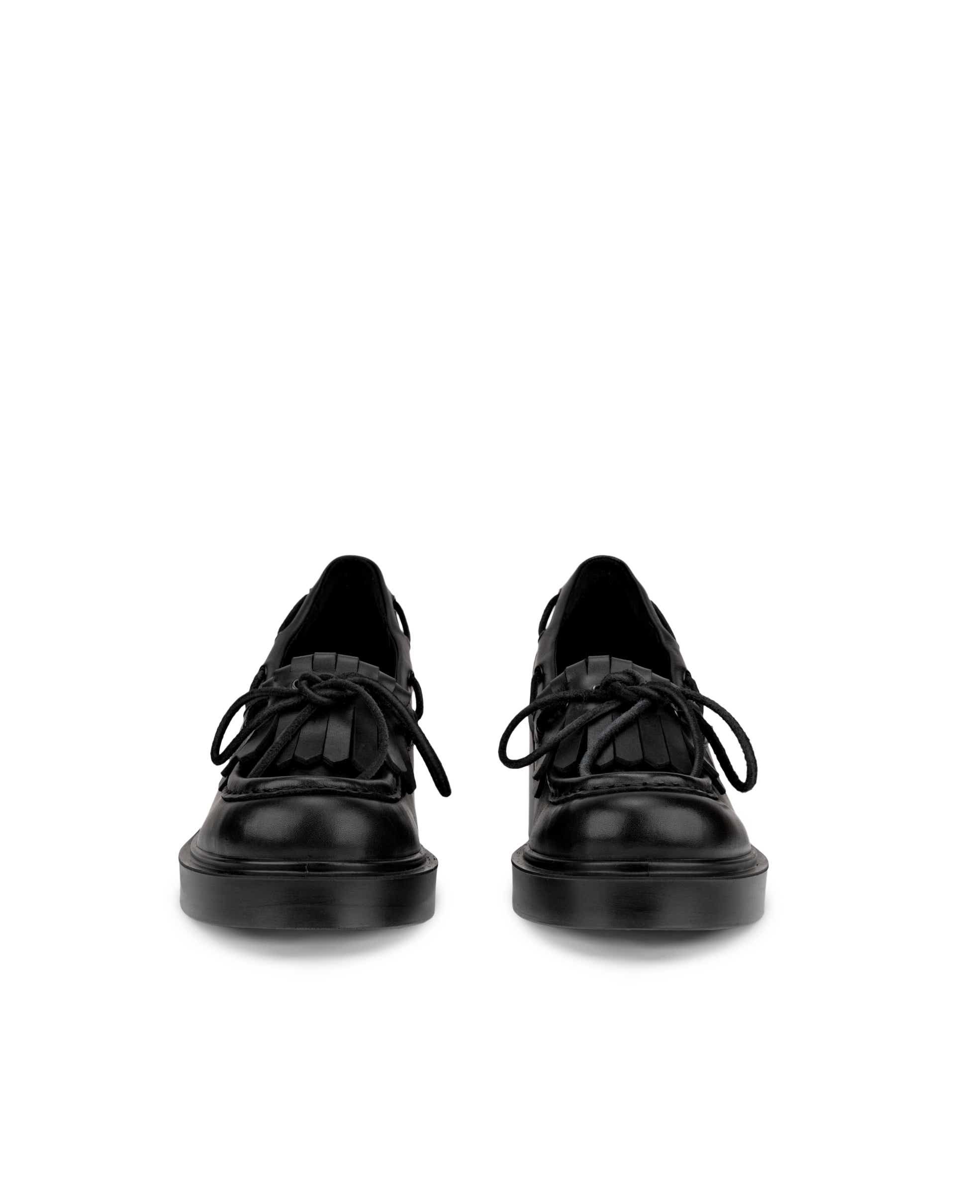 ECCO® METROPOLE SEOUL 45 ženske kožne mokasinke s blok-petom - Crna - Front pair