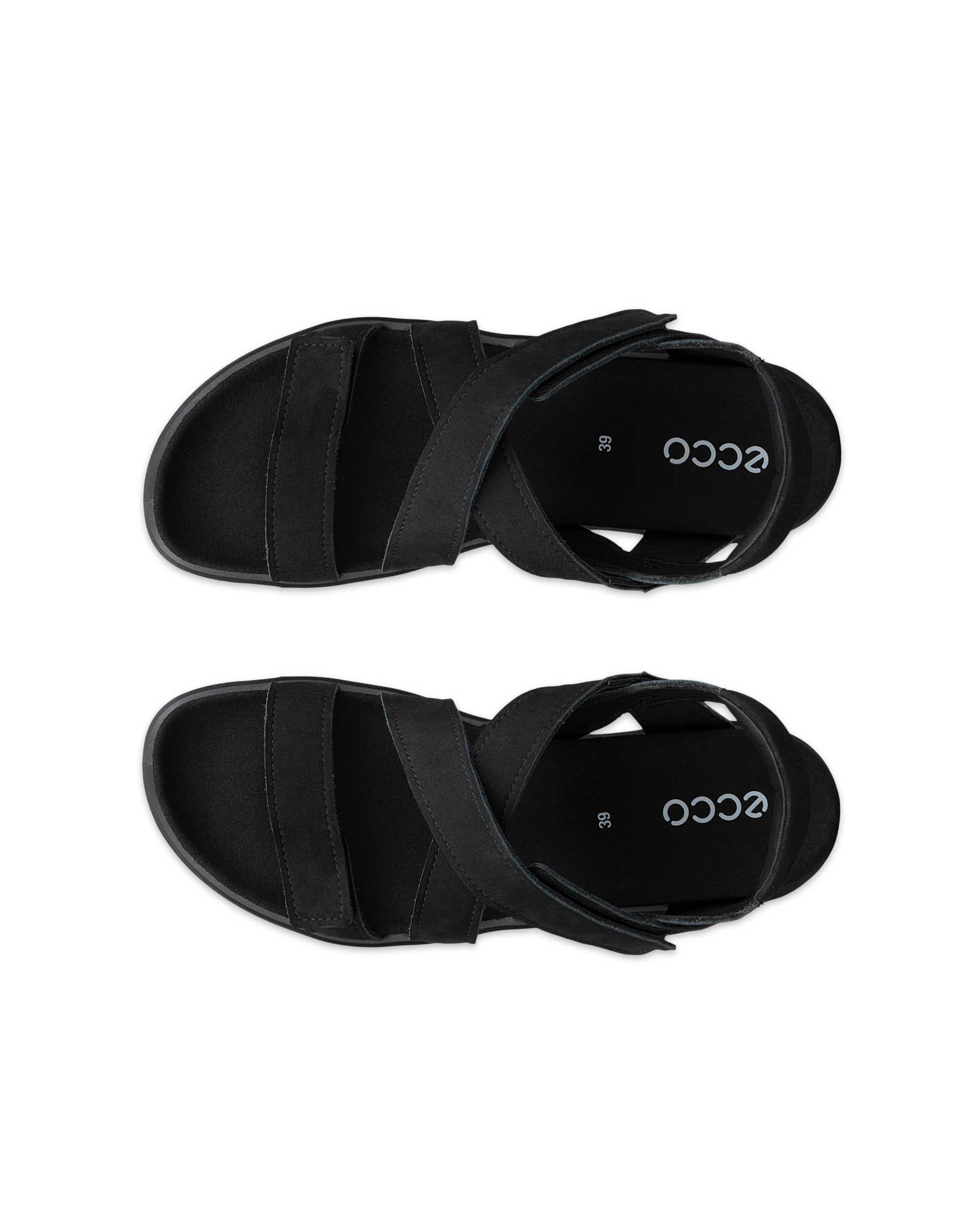 ECCO® SOFT SANDAL sandaler i nubuck med to remme til damer - Sort - Top left pair