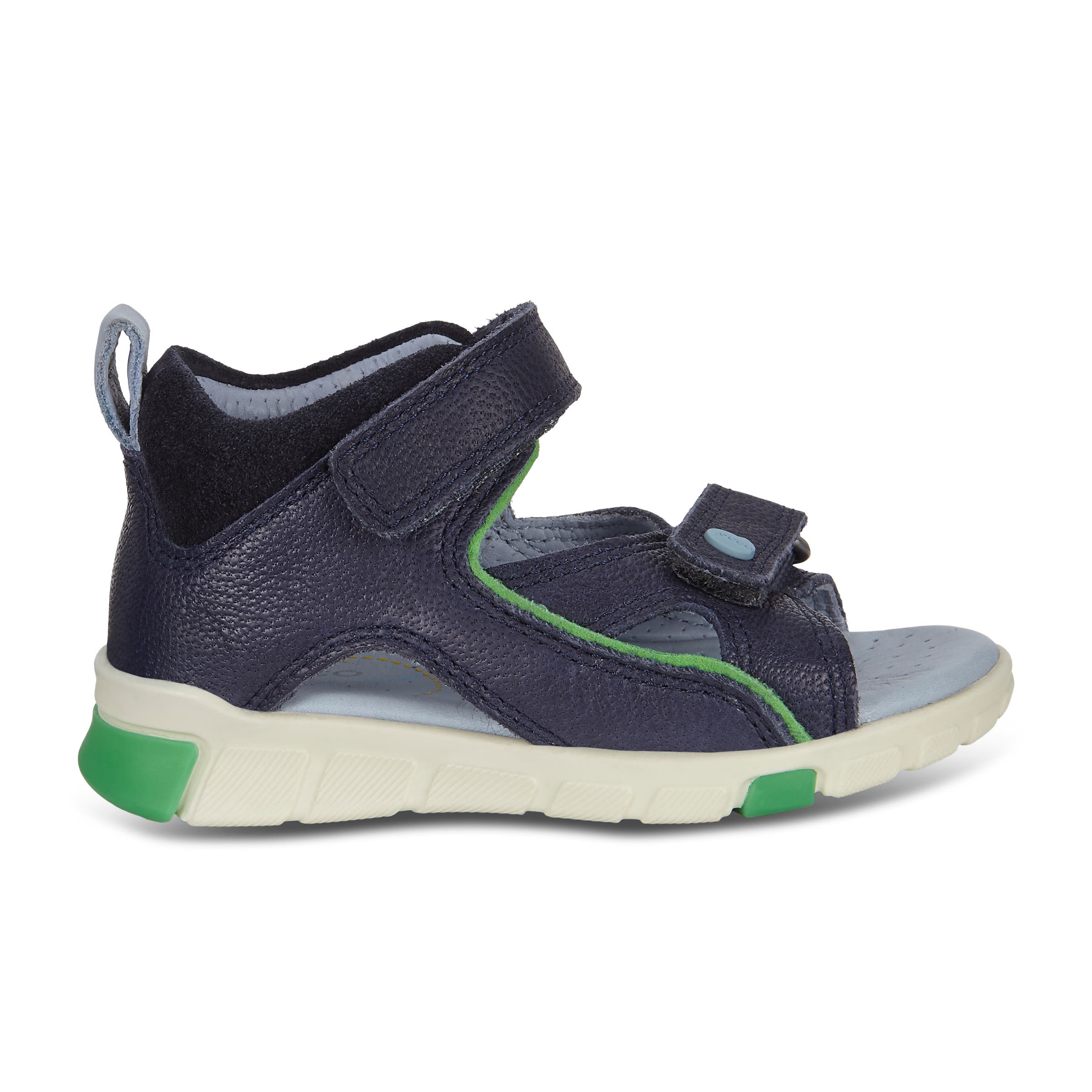 Kids' ECCO® Mini Stride Leather Fisherman Sandal - Blue - Outside